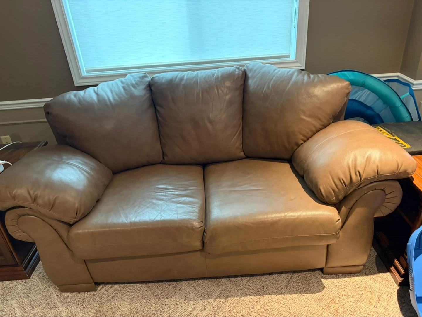 Brown Leather Sofa and Armchair Set - photo 3