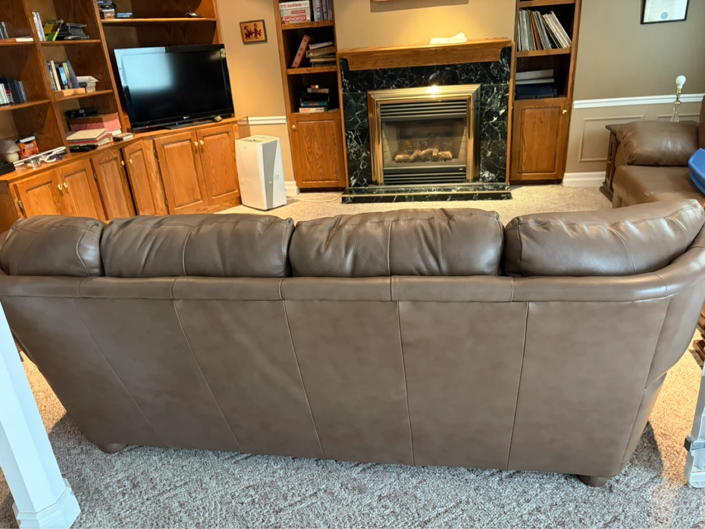 Brown Leather Sofa and Armchair Set - photo 2