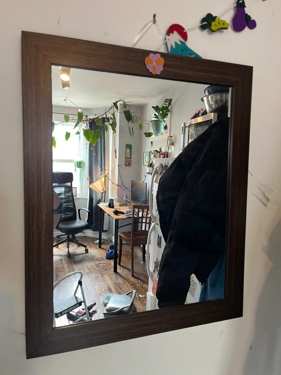Dark Wood Framed Wall Mirror