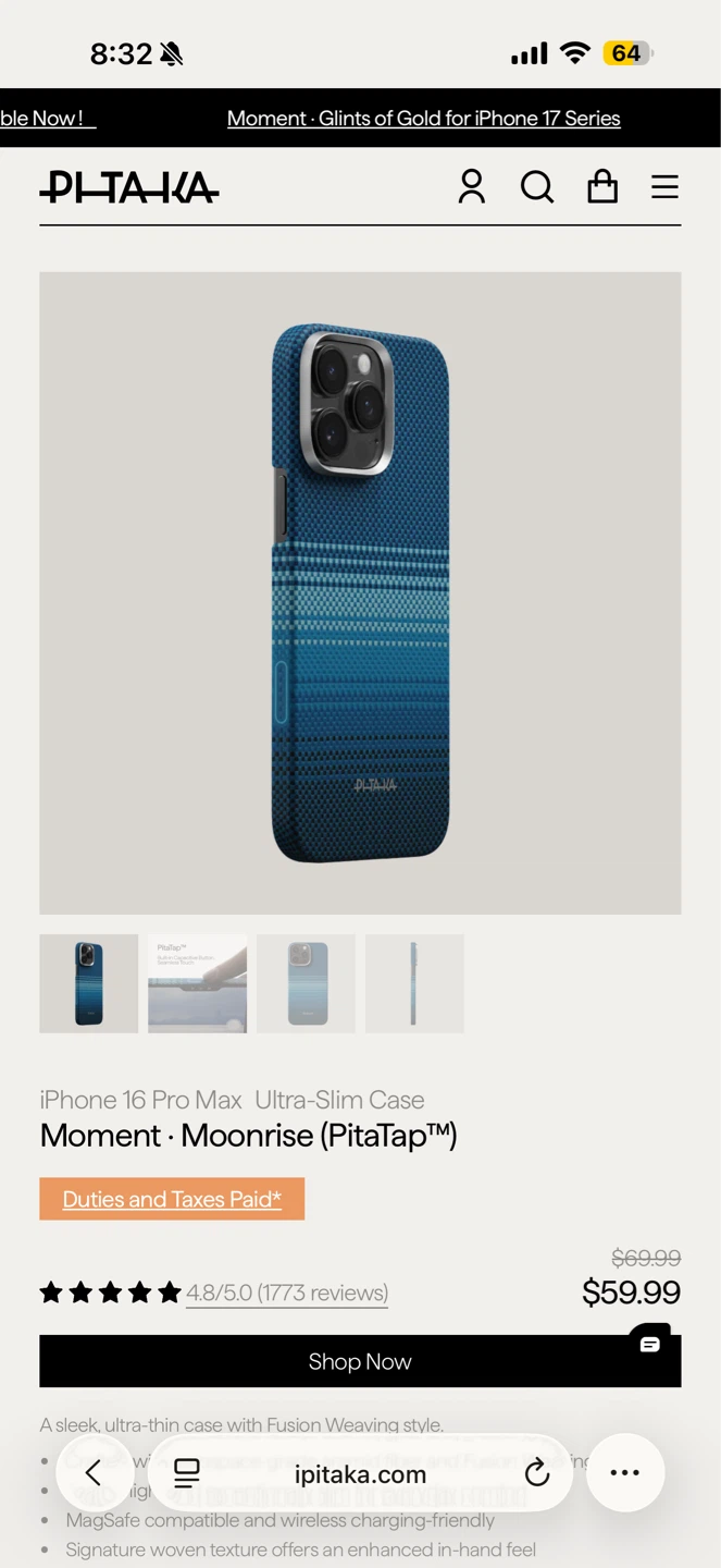 PITAKA Woven Case for iPhone 16 Pro Max - Moonrise - photo 2