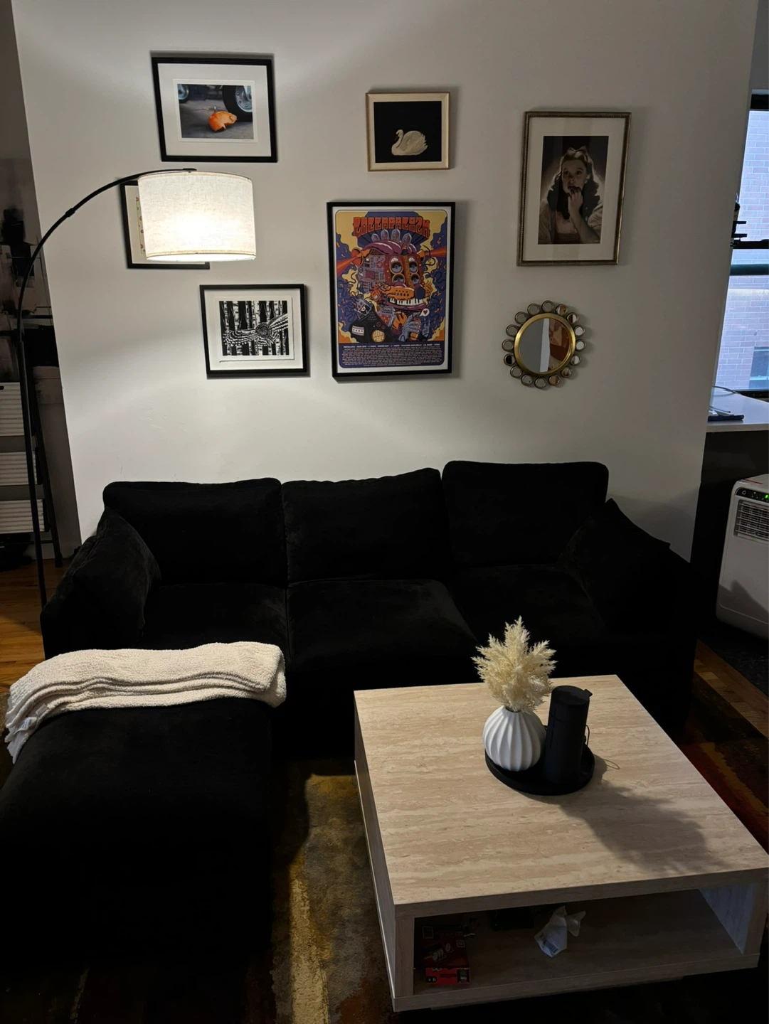 Black Chenille Sectional Sofa