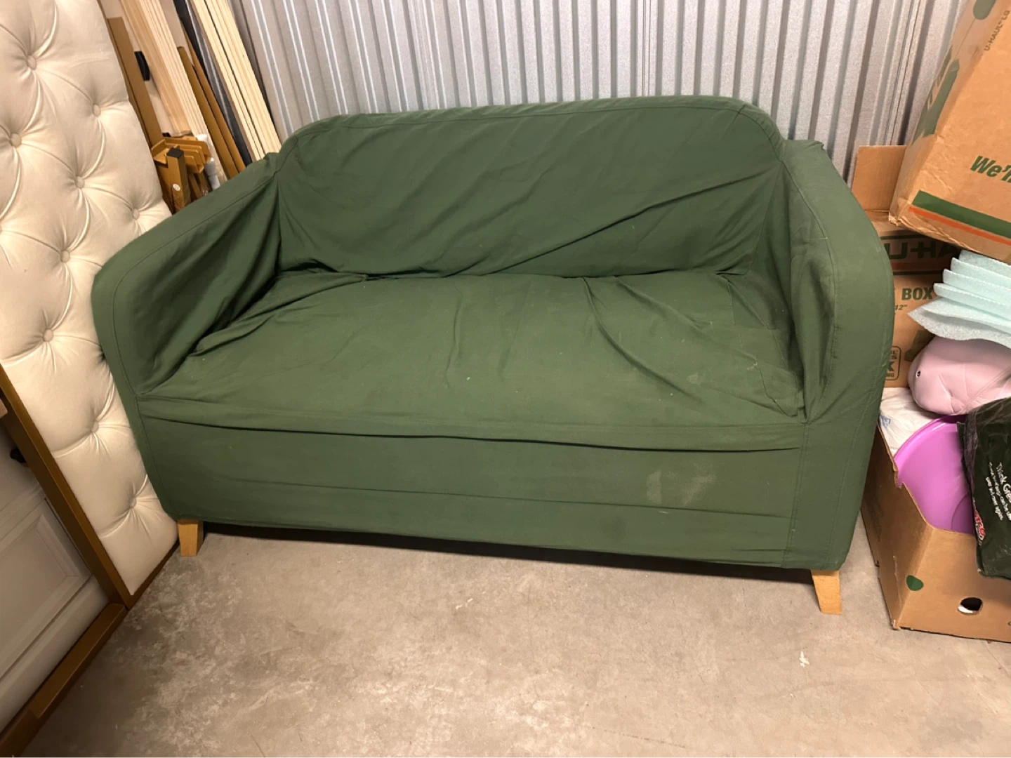Green loveseat sofa