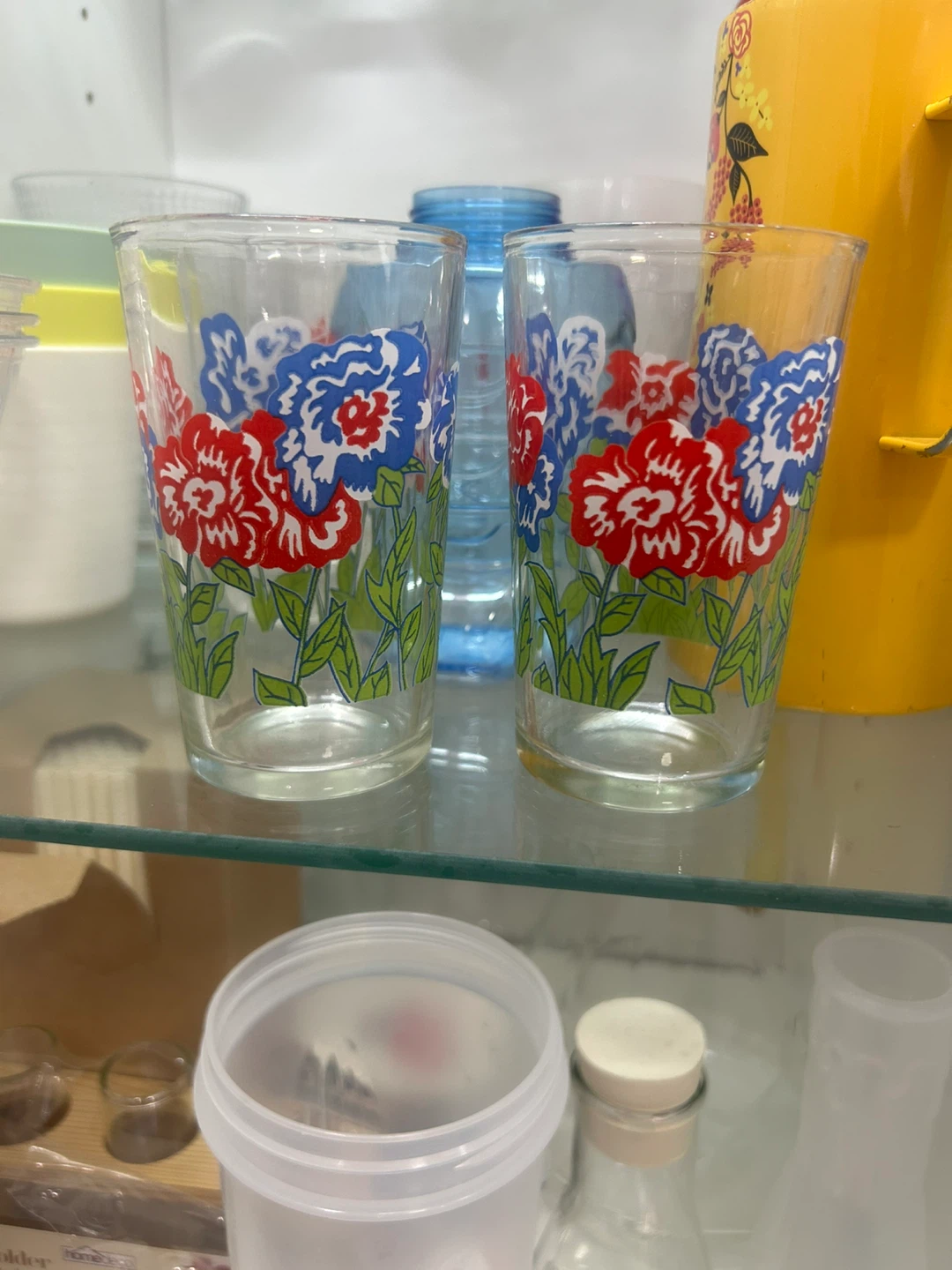 Set of 2 Vintage Floral Glasses