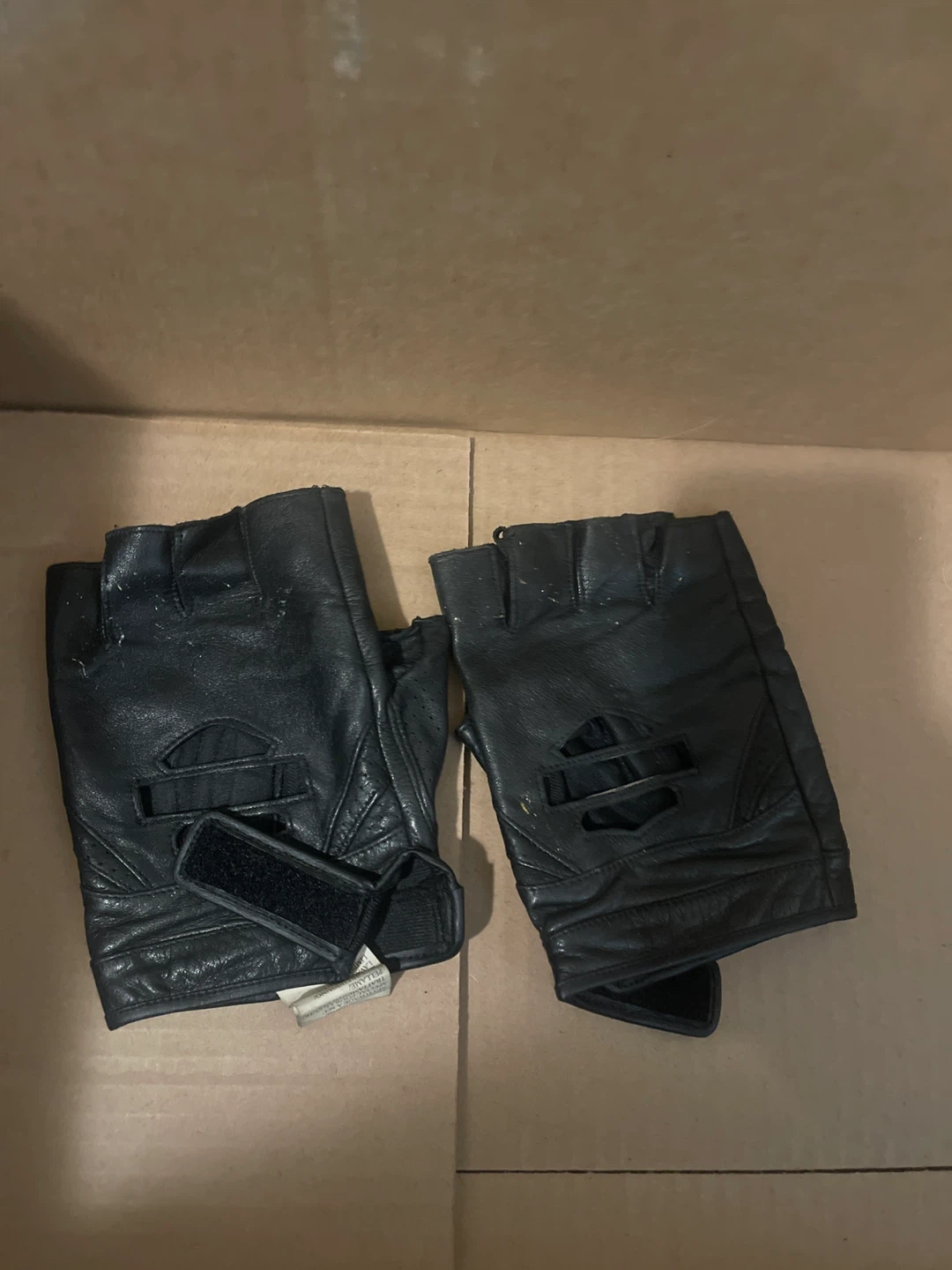 Black Leather Fingerless Gloves - XL - photo 5