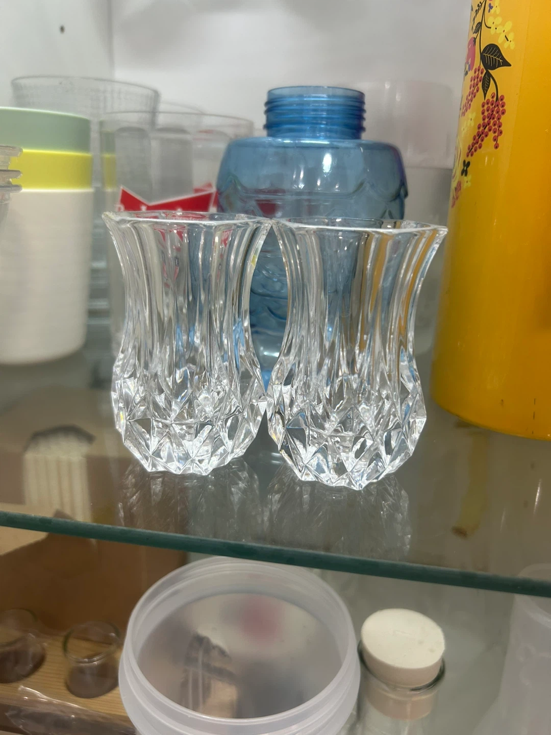 Set of 2 Crystal Cut Glass Vases