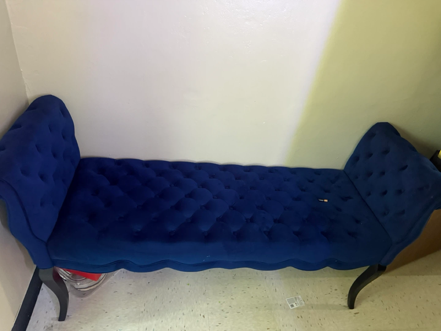 Blue Velvet Tufted Chaise Lounge