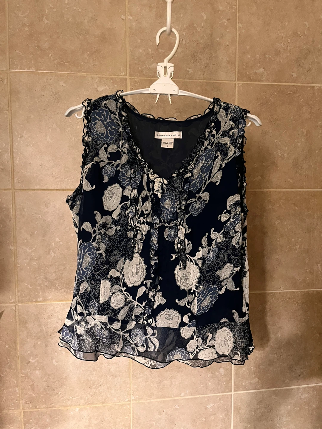 Bianca Nygard Floral Ruffle Sleeveless Blouse