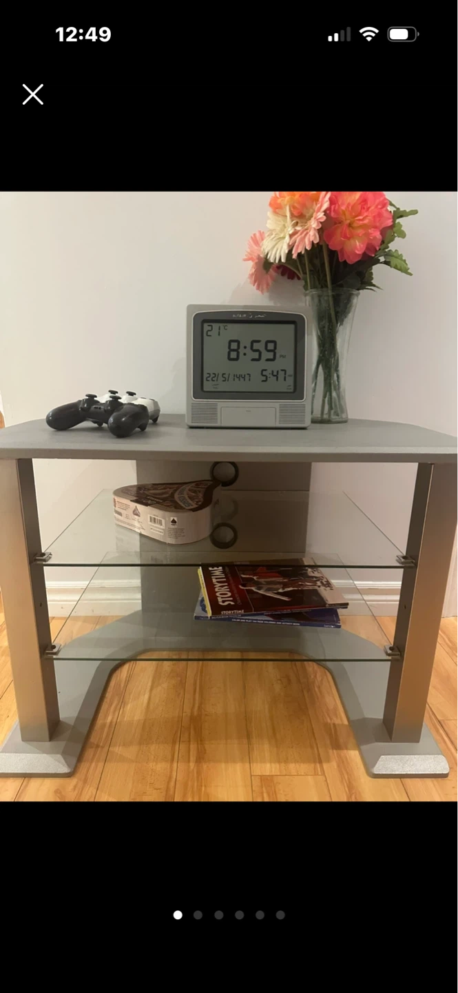 Gray 3-Tier Media Stand