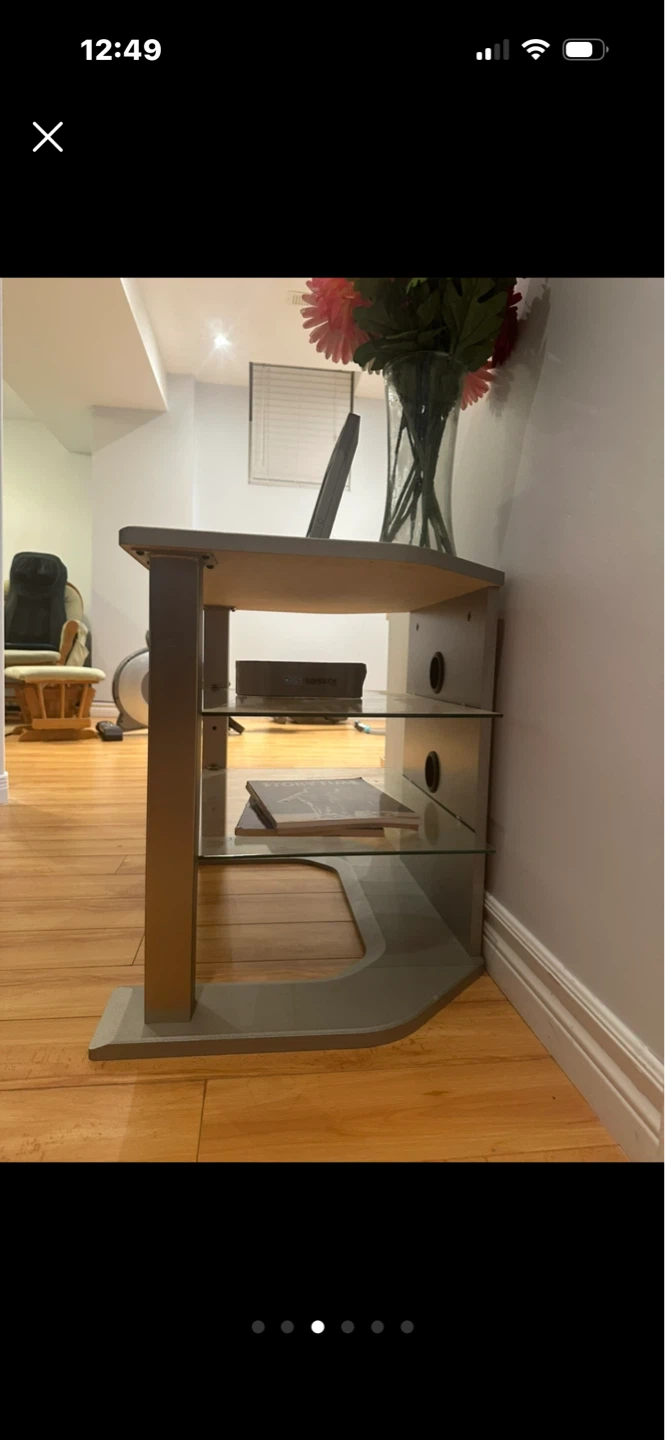 Gray 3-Tier Media Stand - photo 4