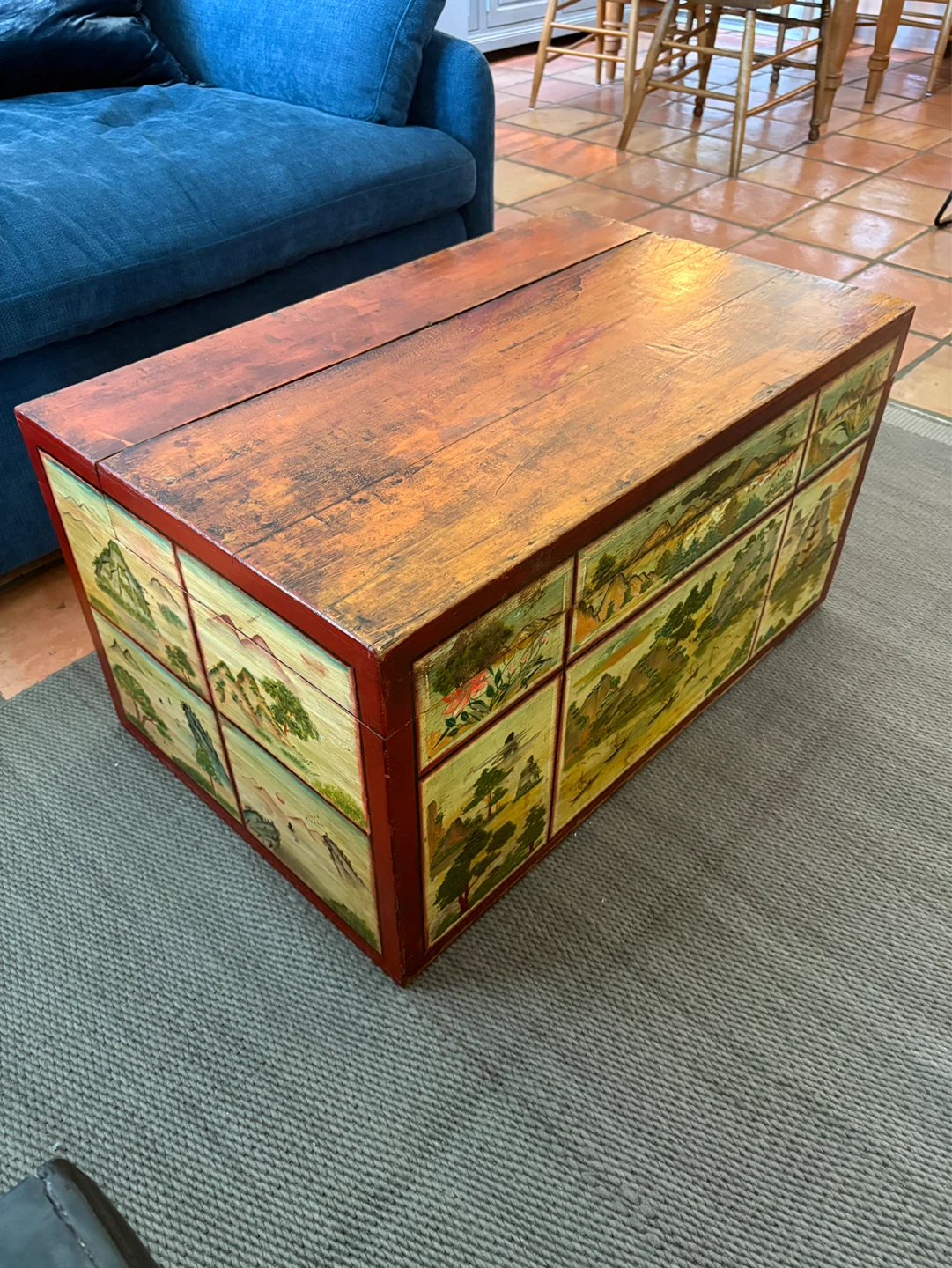 Antique Tibetan Hand-Painted Trunk