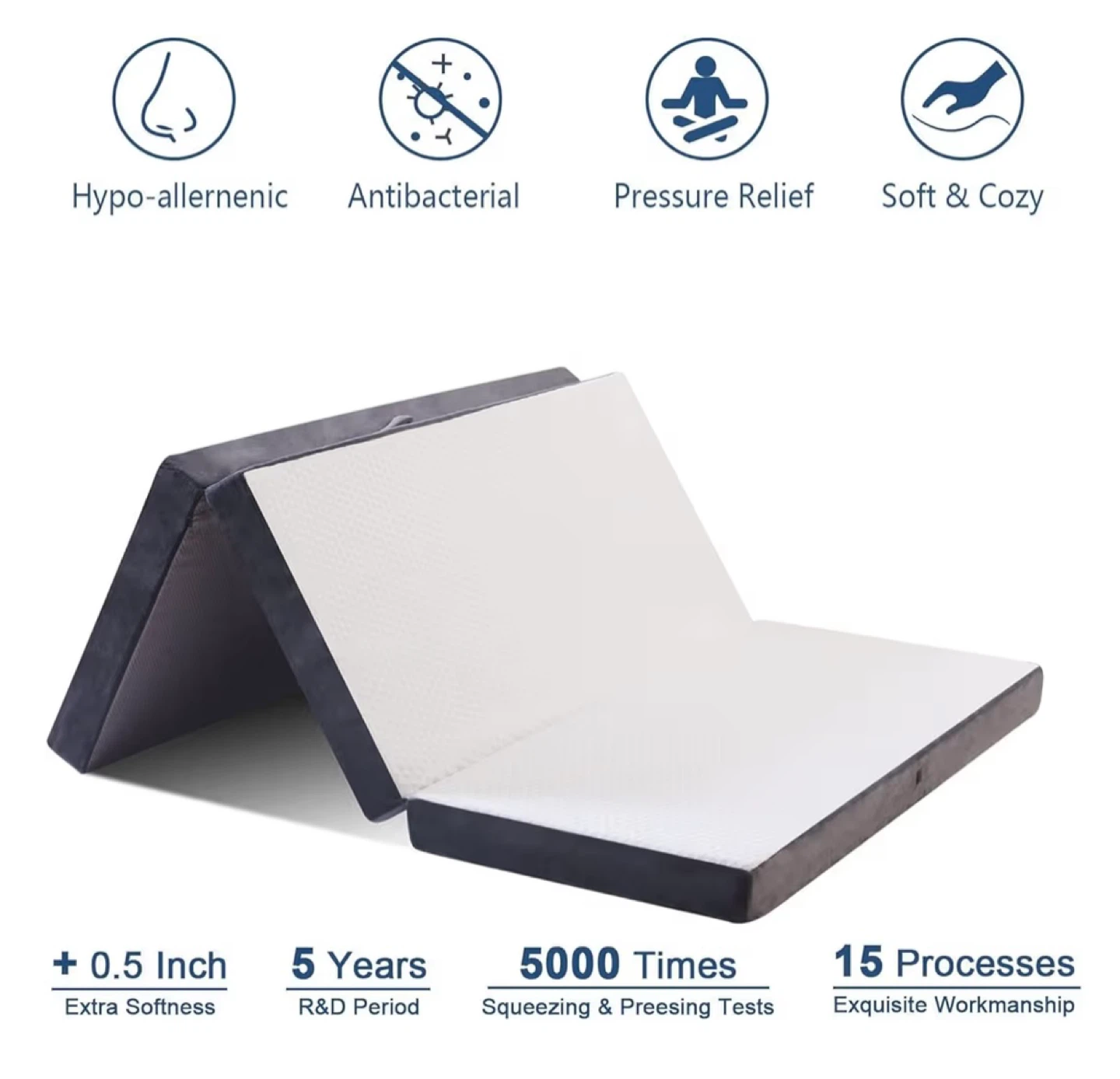 KING Size Memory Foam Tri-Folding Mattress