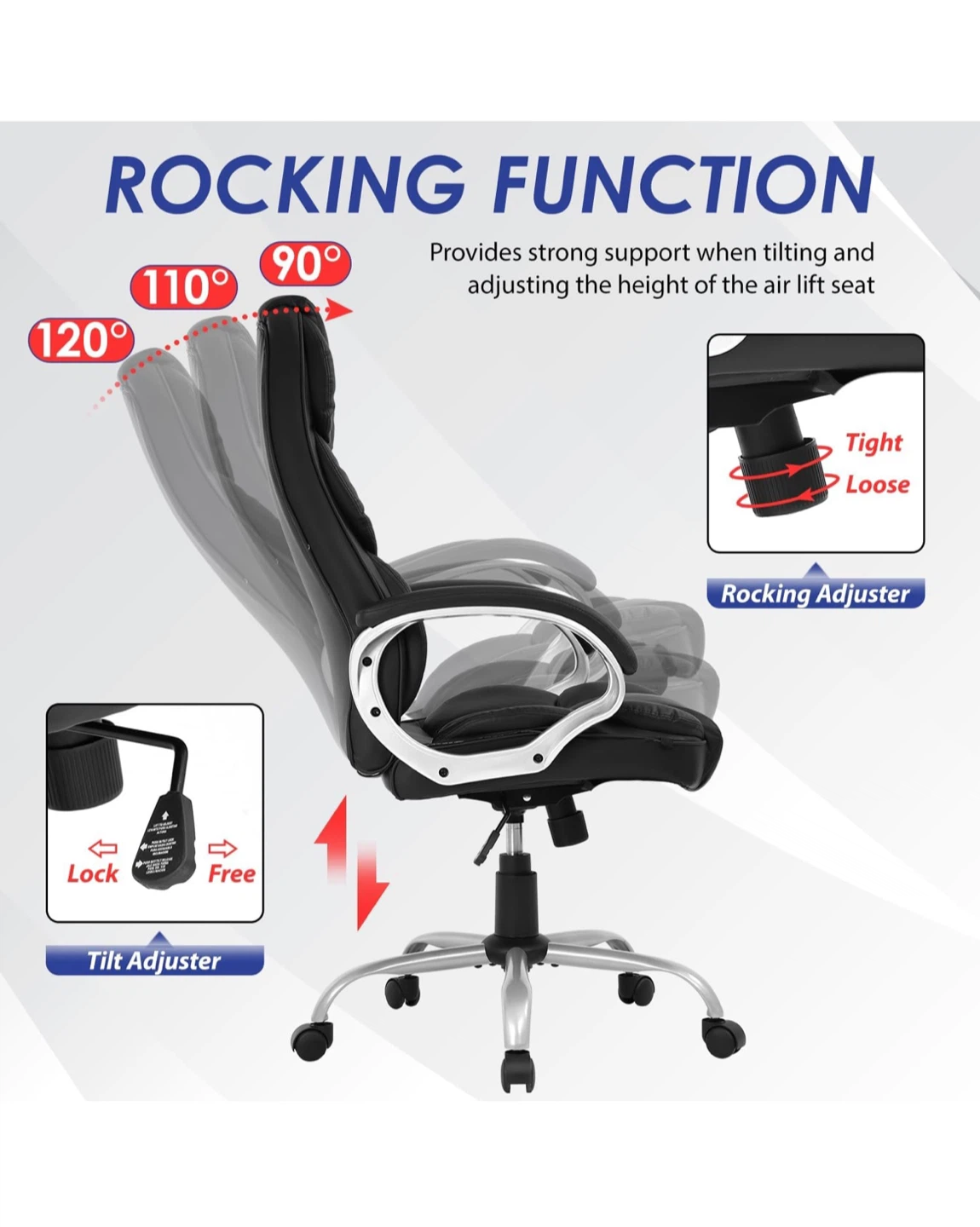 Big & Tall Black Office Chair with Double Layer Cushion - photo 2