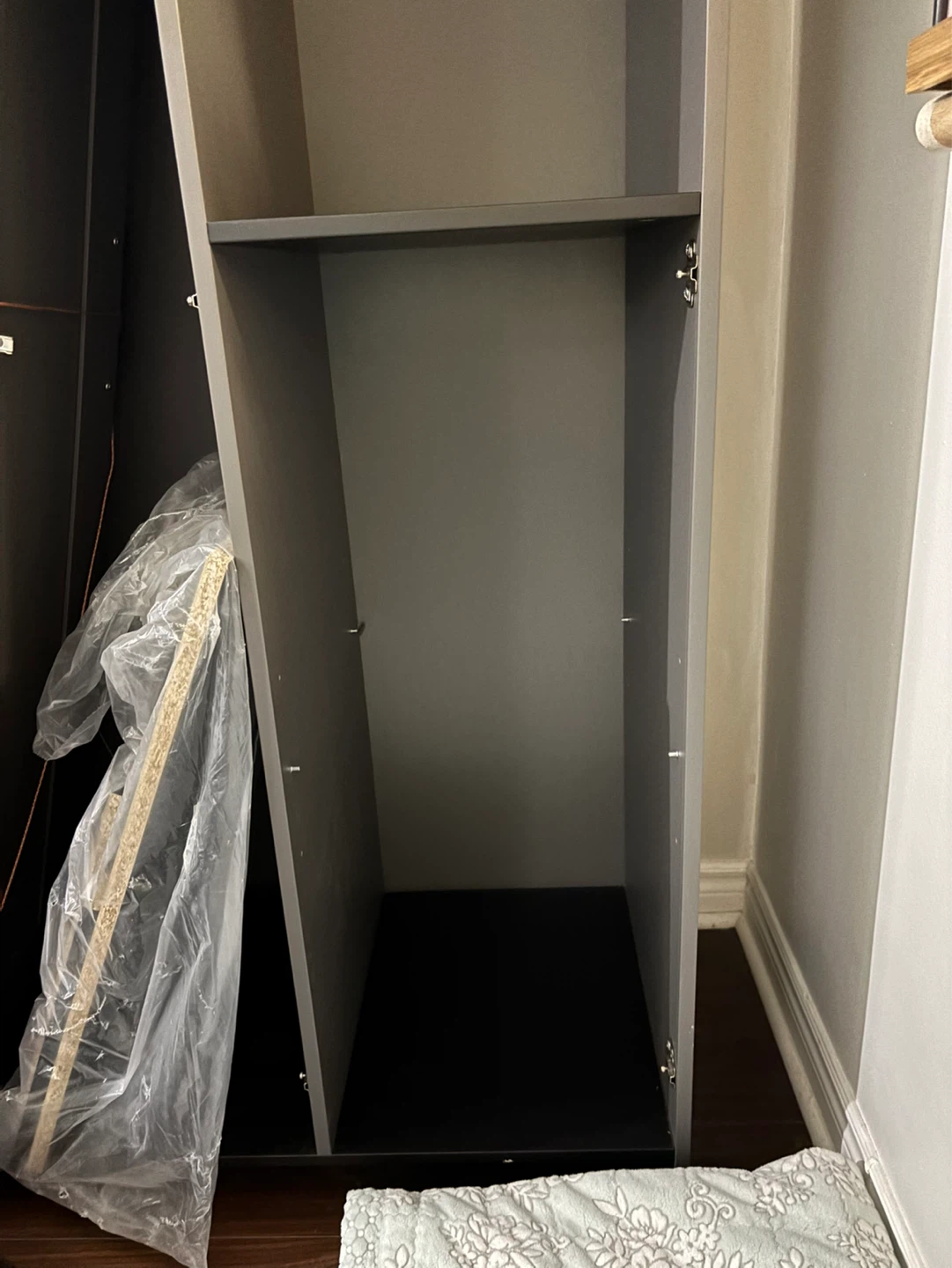 Dark Grey 3-Door Wardrobe with Mirror - photo 4