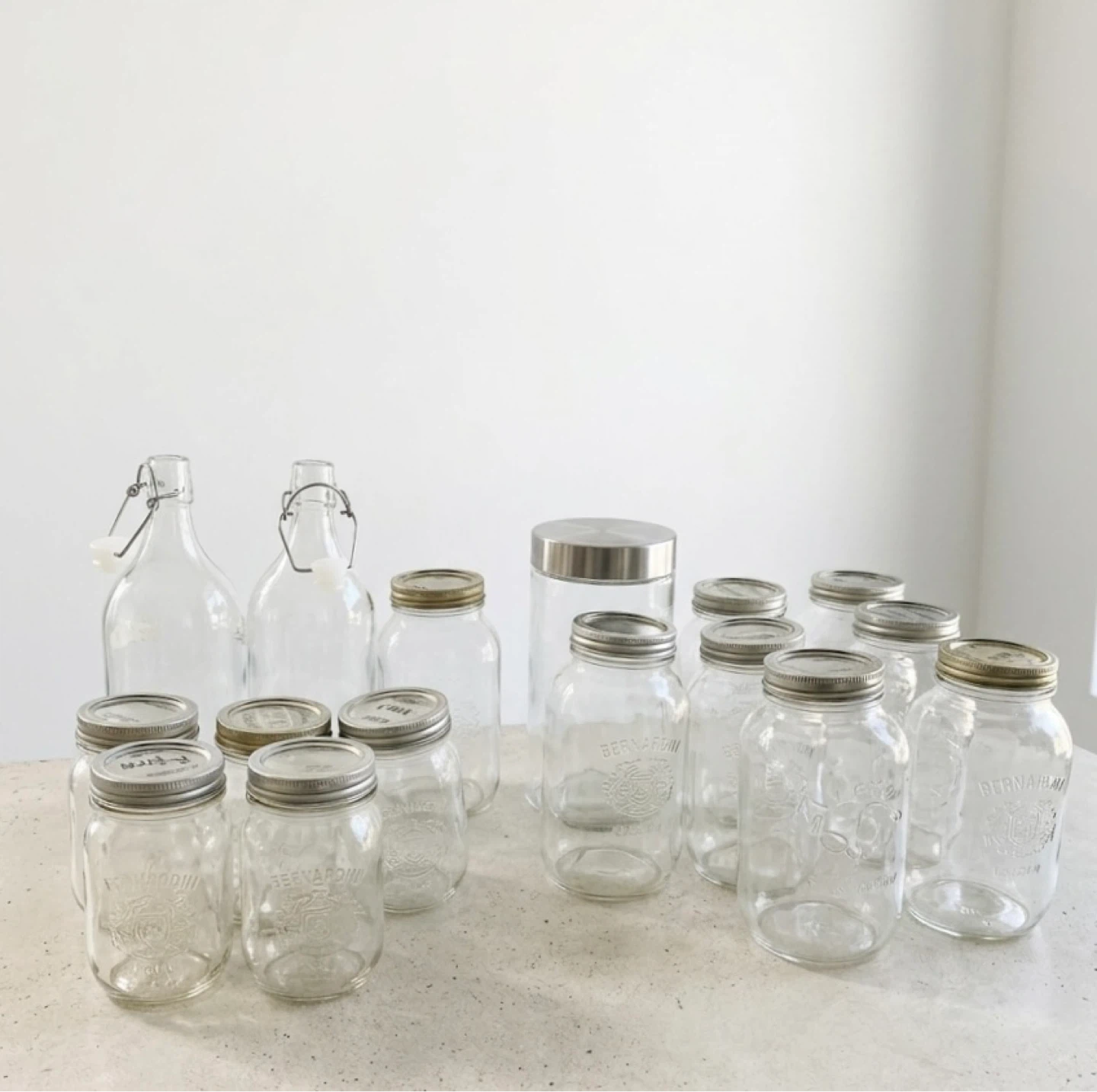 Bernardin Jars and Swing top Bottle with Bag