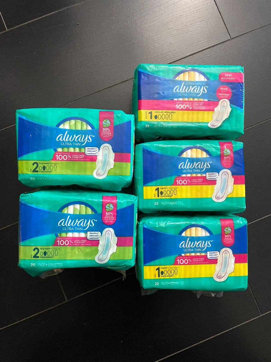 Always Ultra Thin Pads - 4 Packs (20 & 22 count)