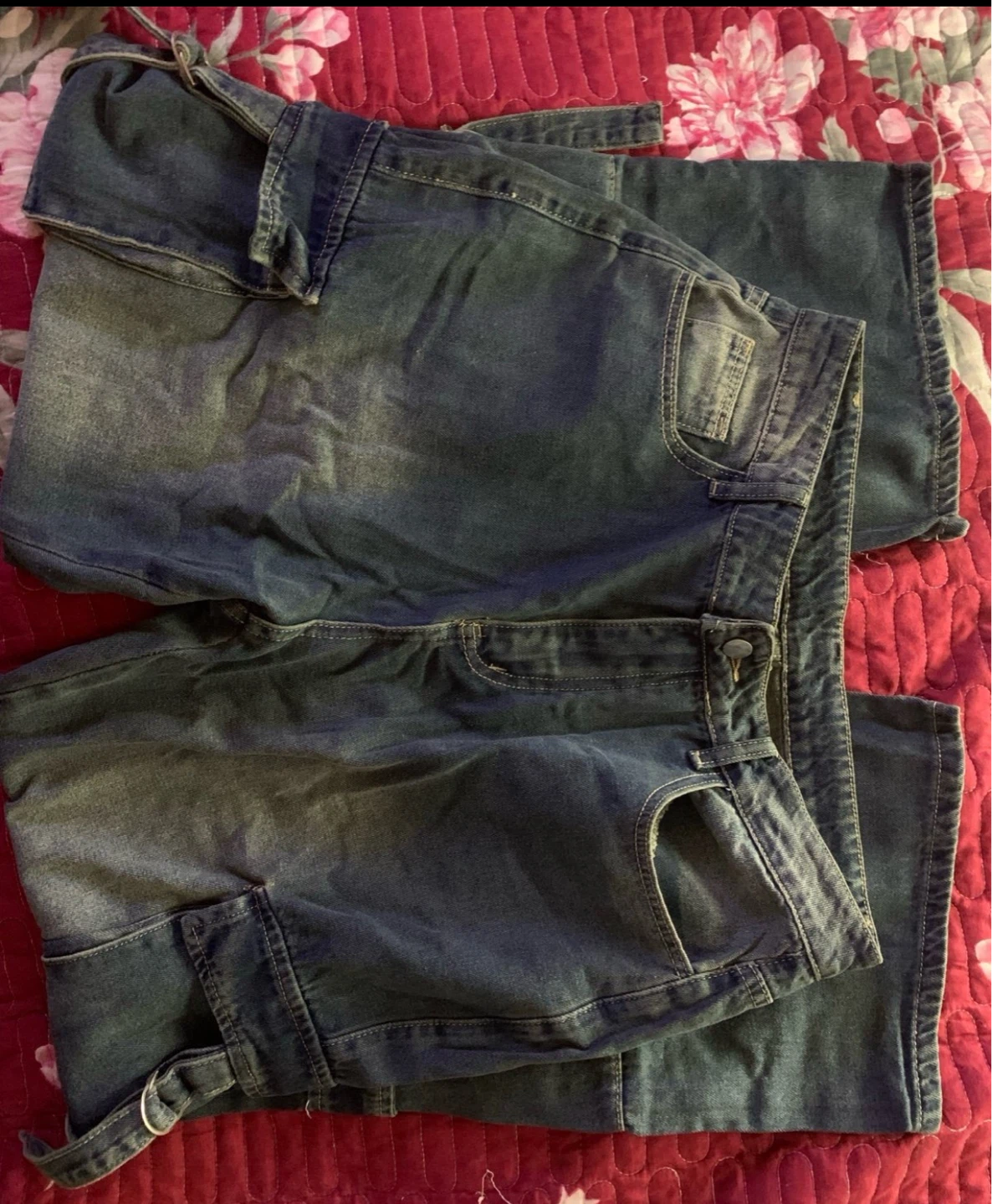 Women's Dark Wash Cargo Baggy Wide Leg Jeans - photo 3