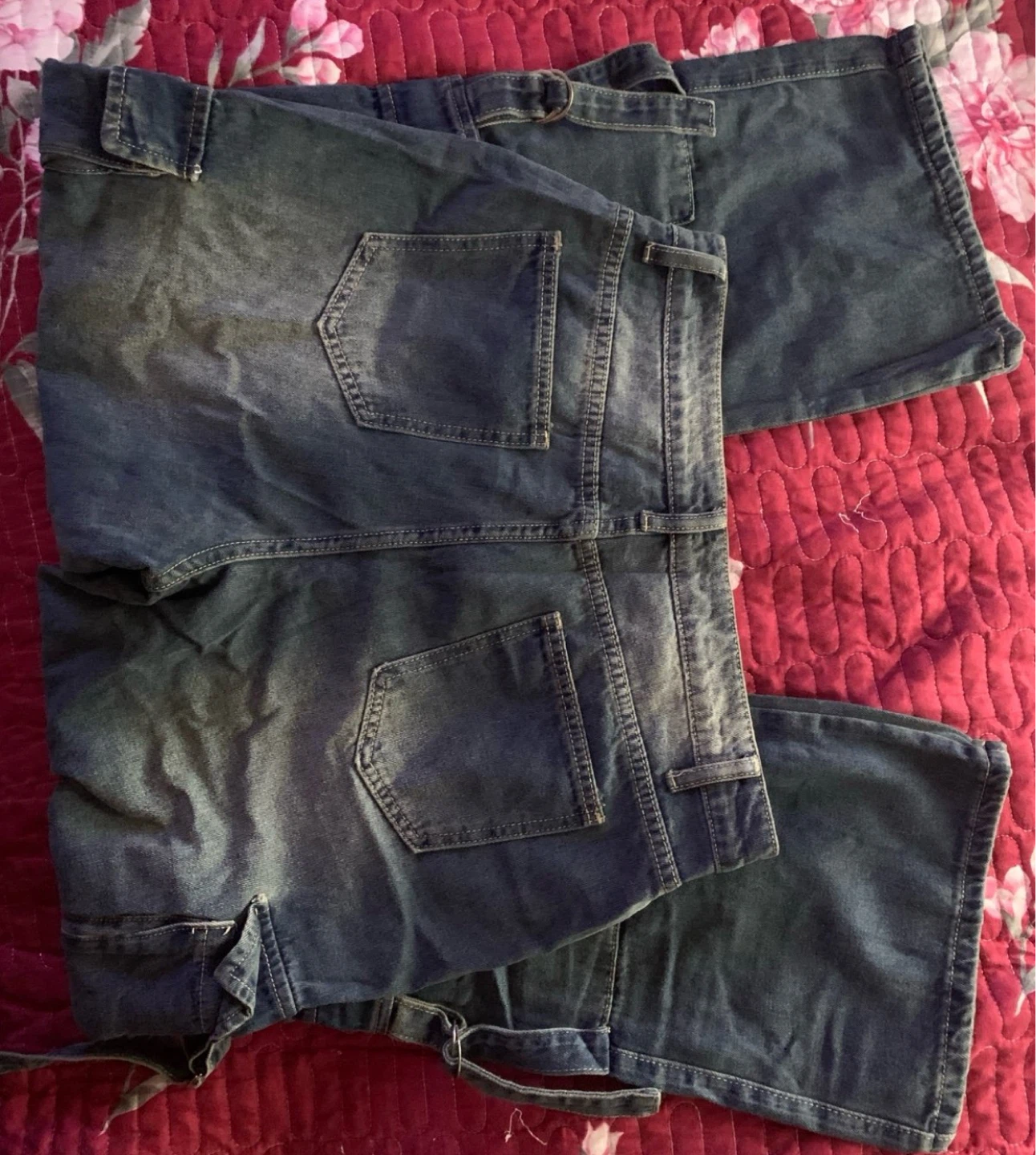 Women's Dark Wash Cargo Baggy Wide Leg Jeans - photo 4