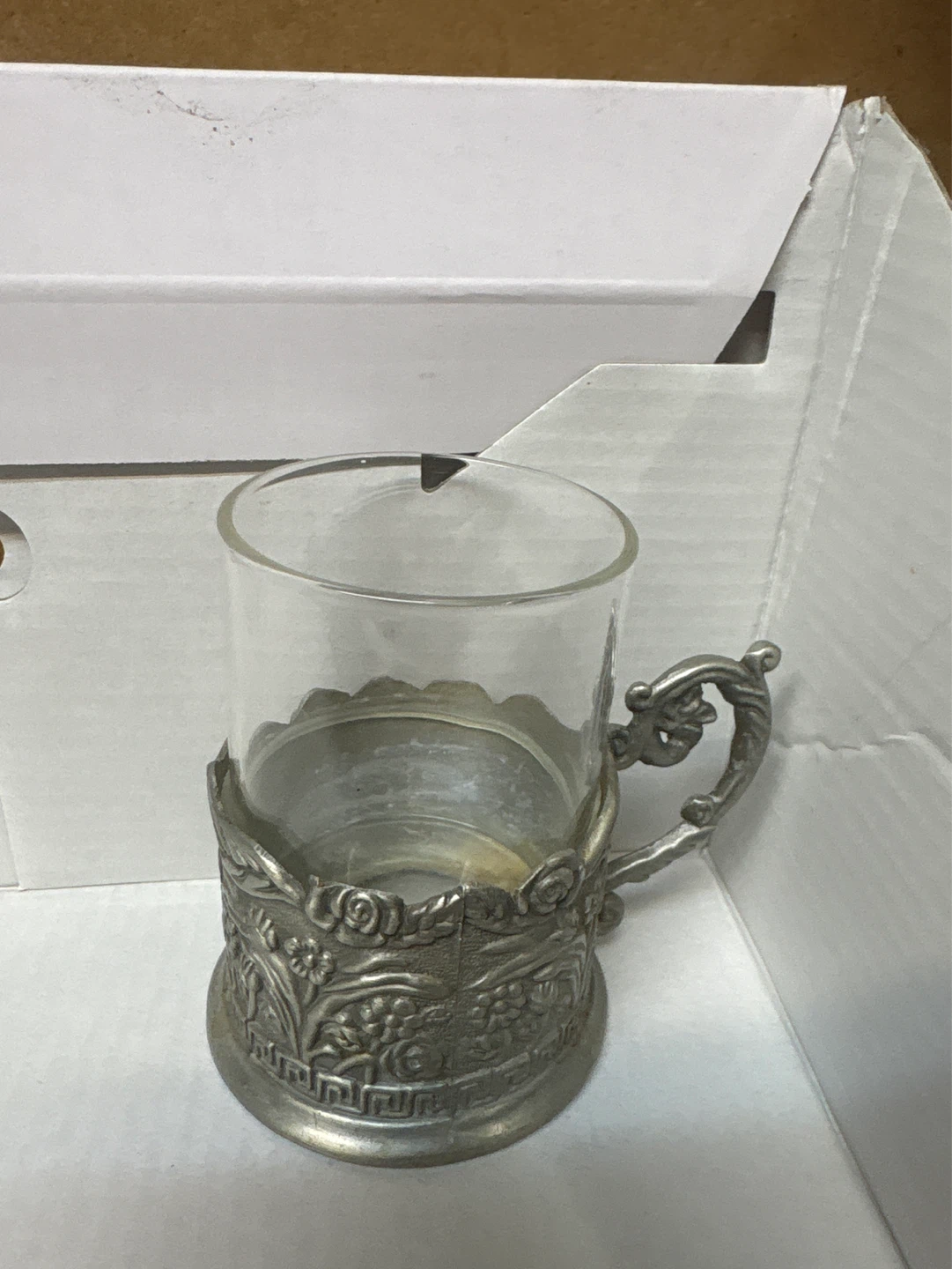 Set of Vintage Glass and Metal Tea/Coffee Holders with Spoons - photo 2