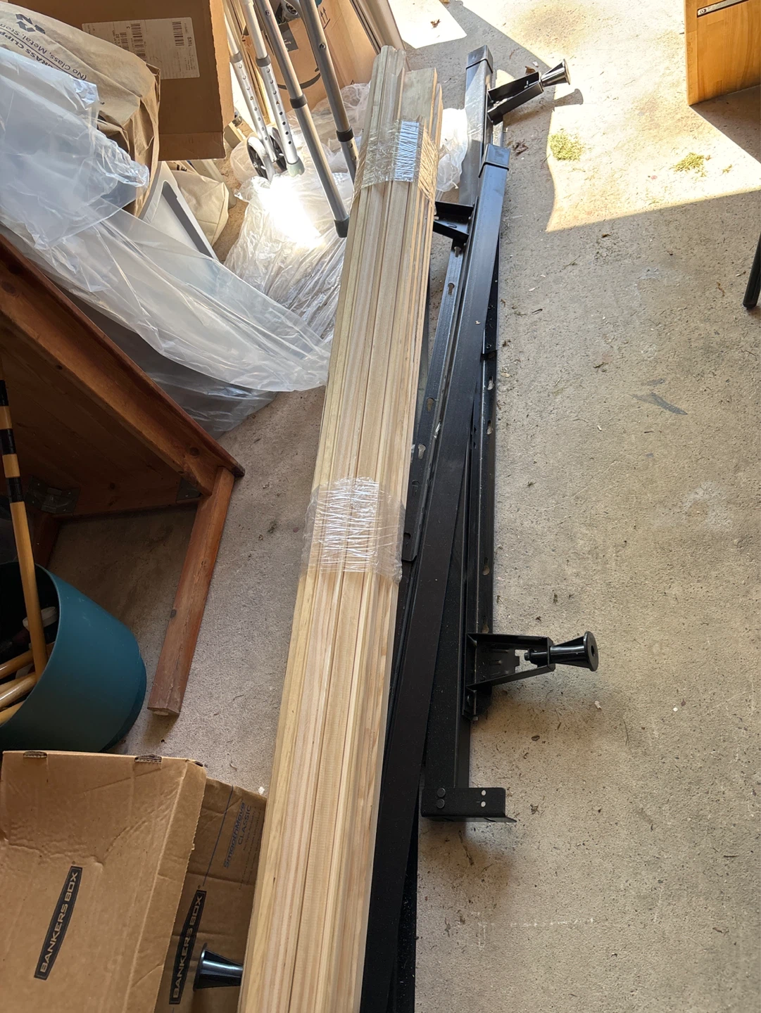 Metal Bed Frame with Wooden Slats