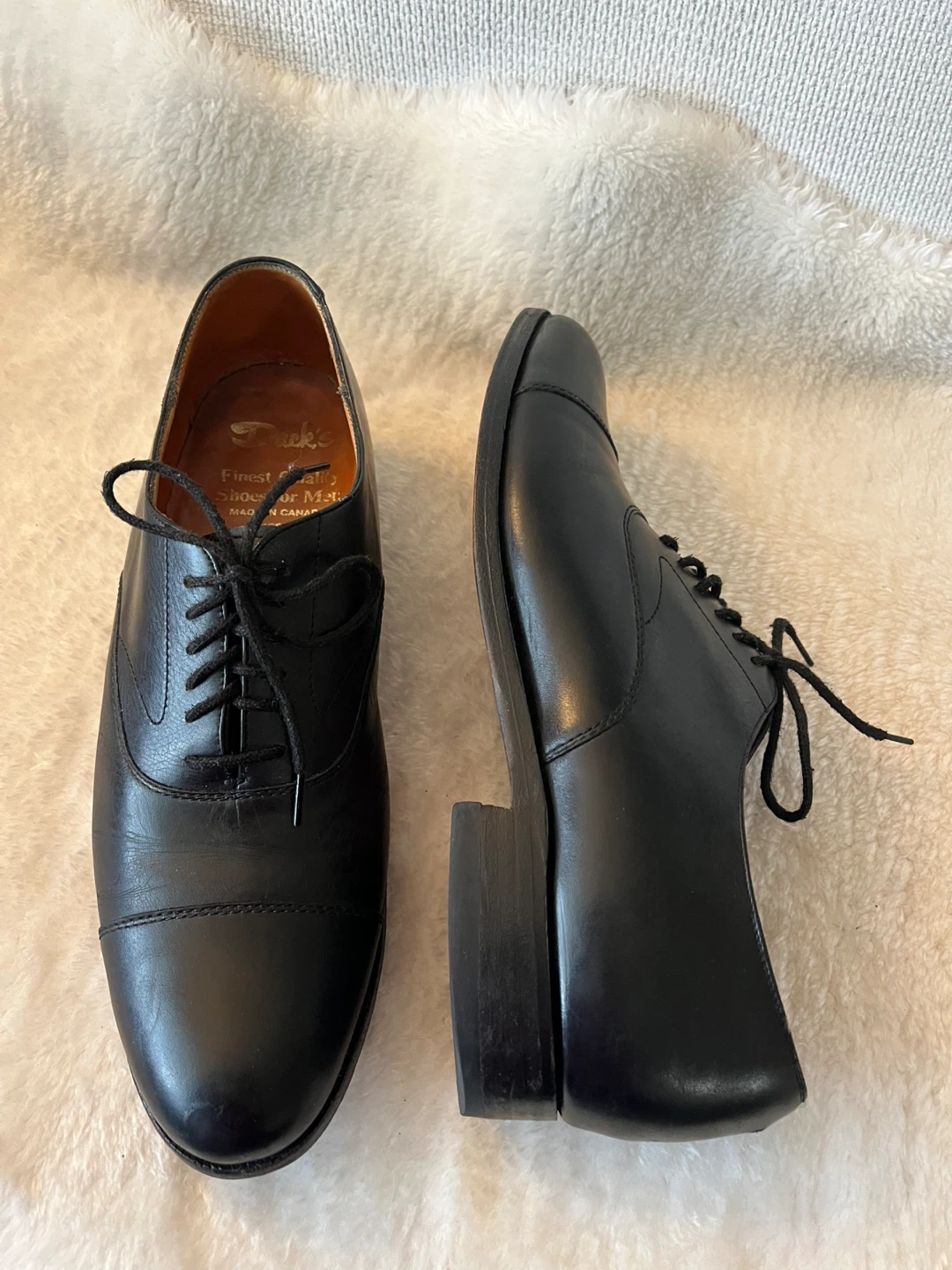 Dack's Black Leather Cap Toe Oxford Dress Shoes - Men's Size 10