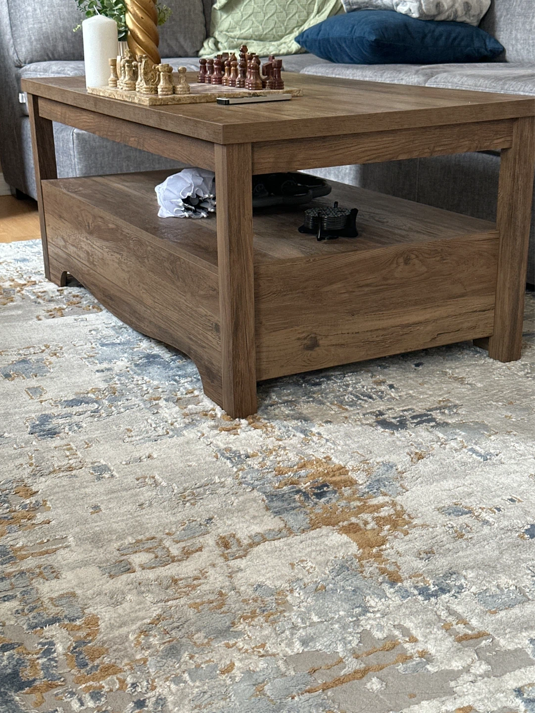 Wooden Coffee Table with Storage Shelf