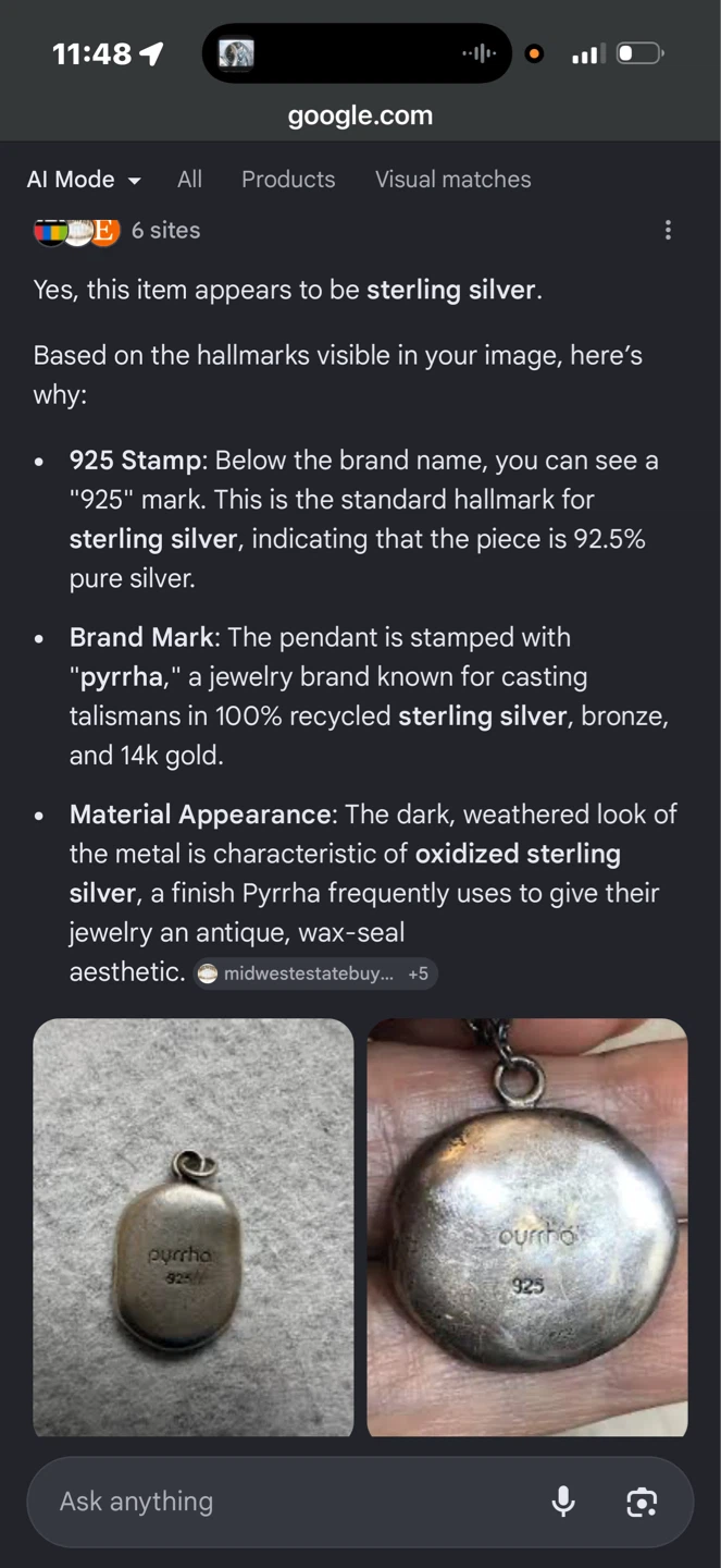 Pyrrha Fox Talisman Pendant Sterling Silver Retired - photo 4