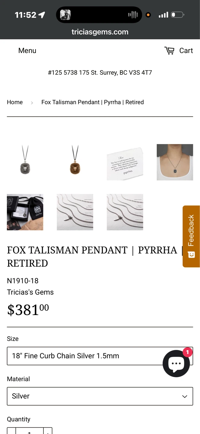 Pyrrha Fox Talisman Pendant Sterling Silver Retired - photo 3