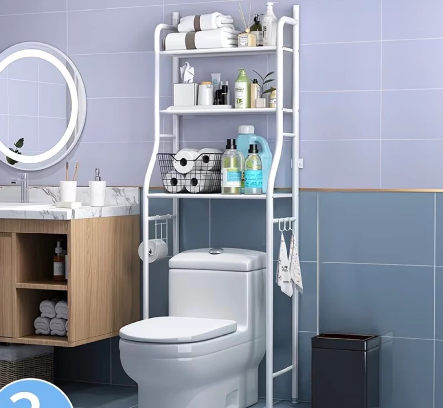 White 3-Tier Over-the-Toilet Storage Shelf