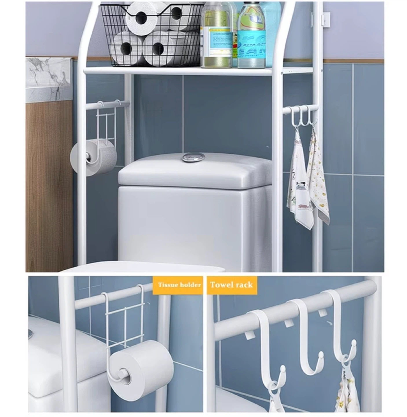 White 3-Tier Over-the-Toilet Storage Shelf - photo 3