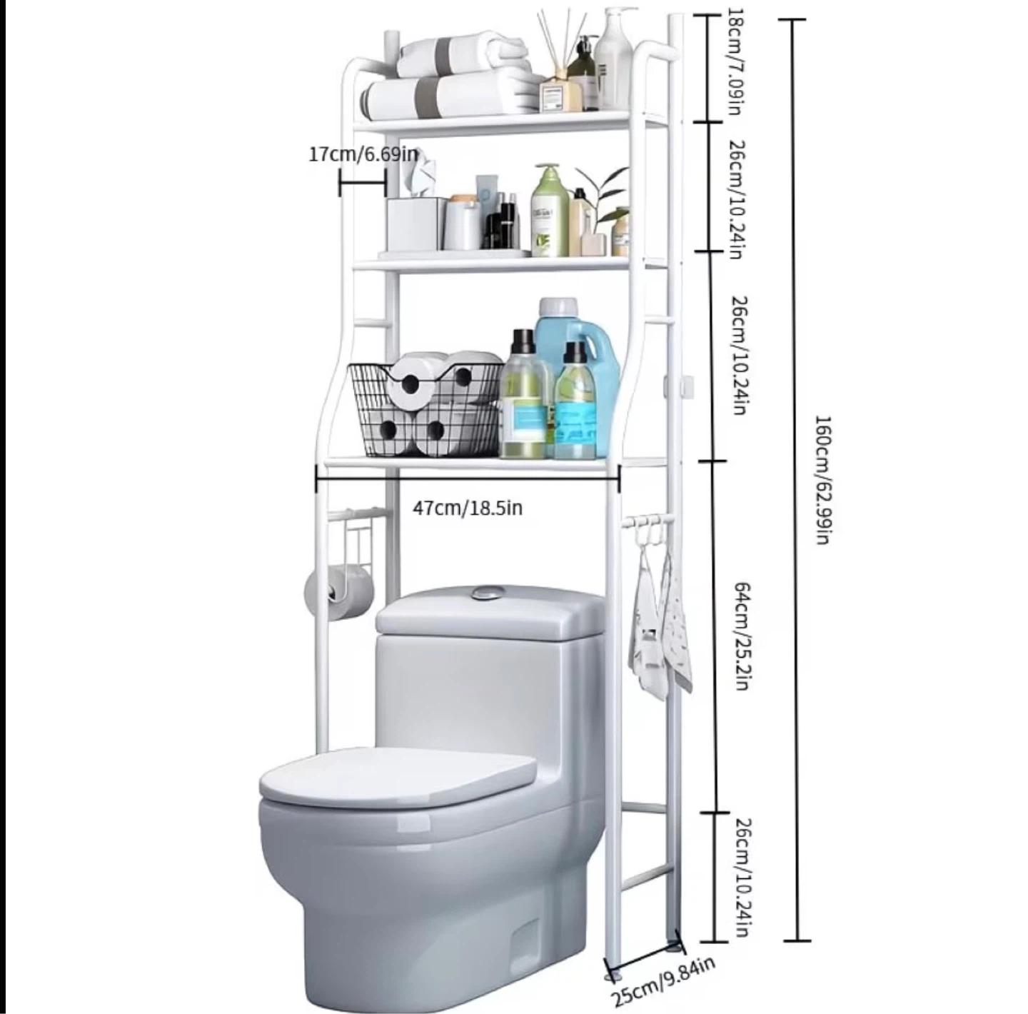 White 3-Tier Over-the-Toilet Storage Shelf - photo 5