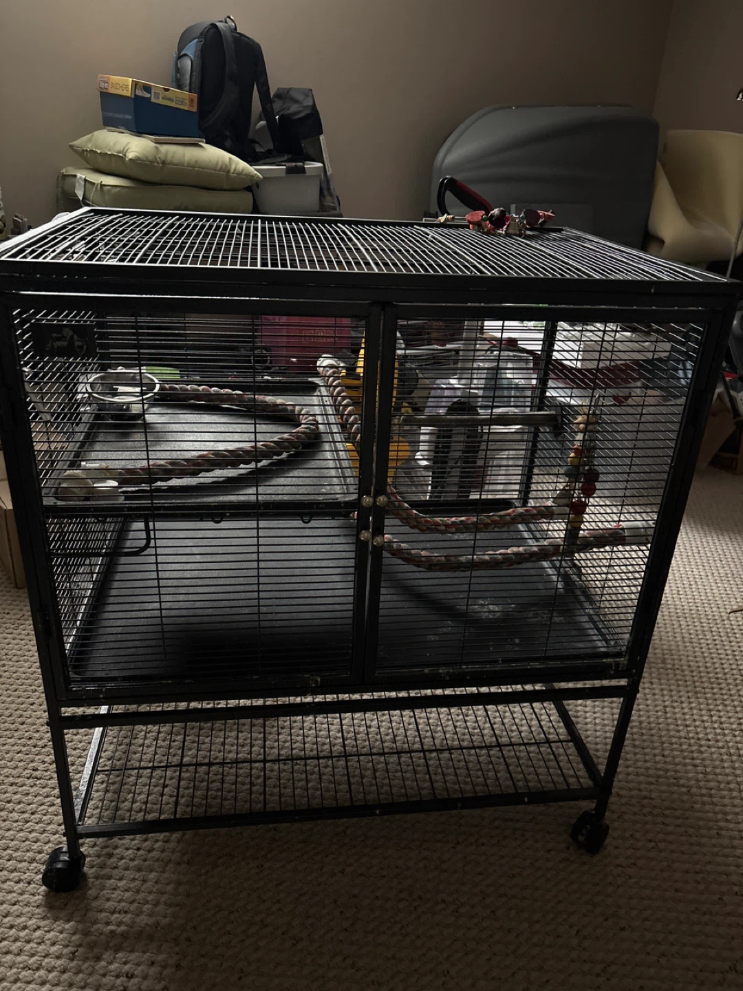 Large Black Metal Bird Cage with Stand