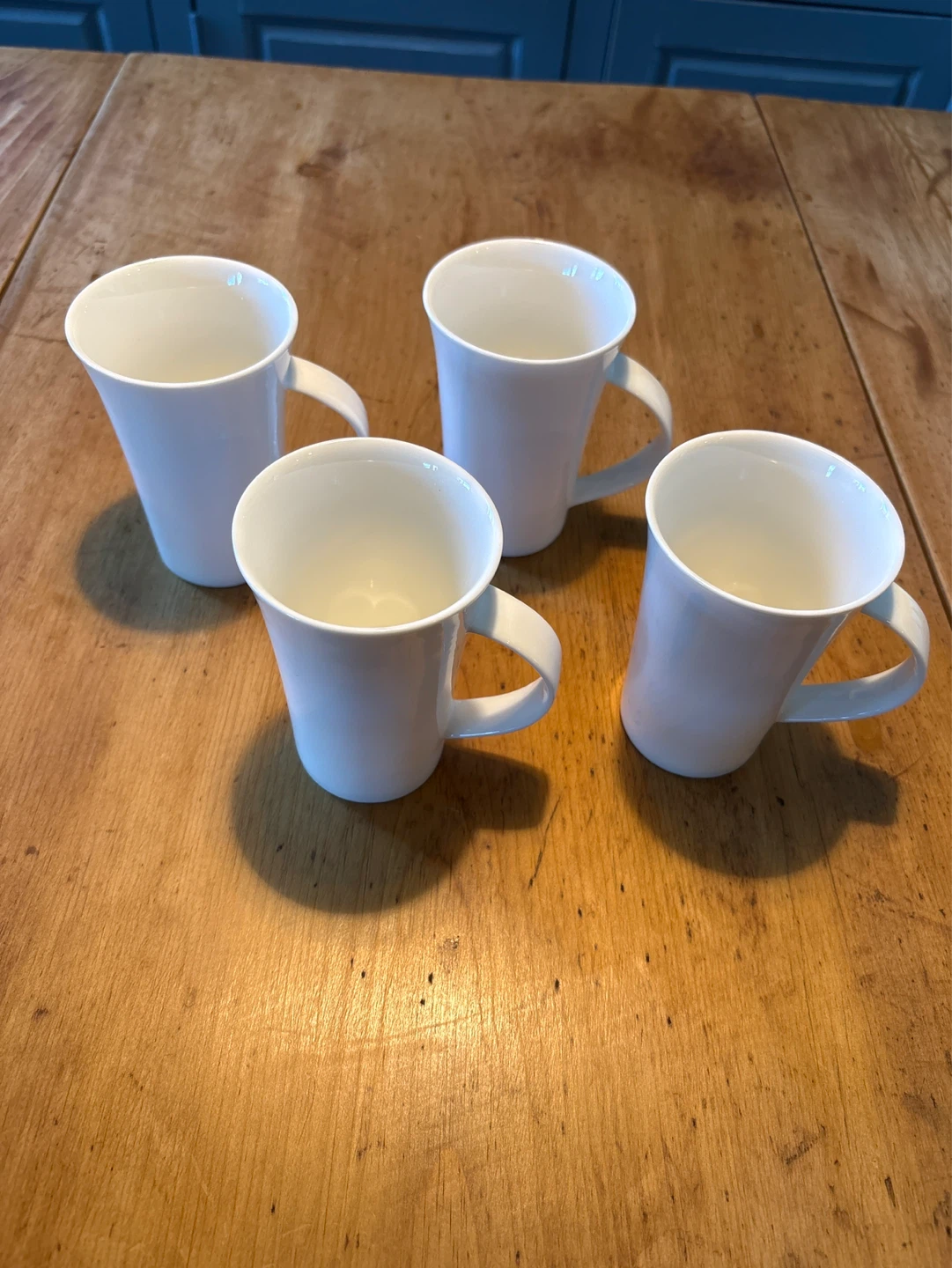 Set of 4 White Ceramic Mugs