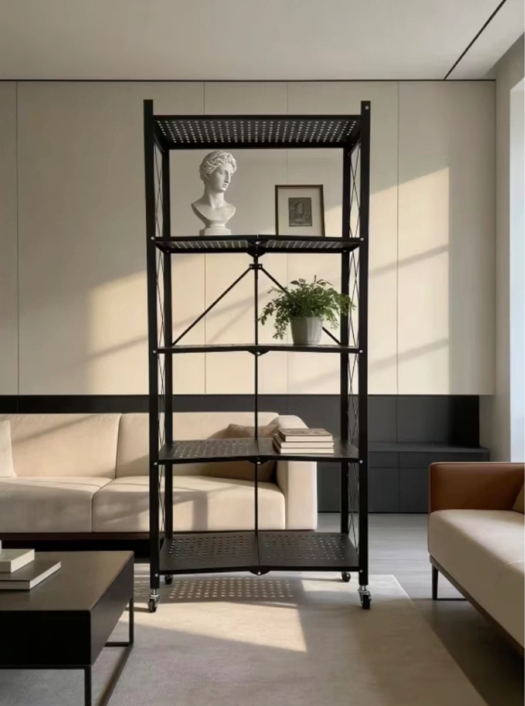 Heavy Duty Foldable Metal Shelving Unit with Wheels - photo 4