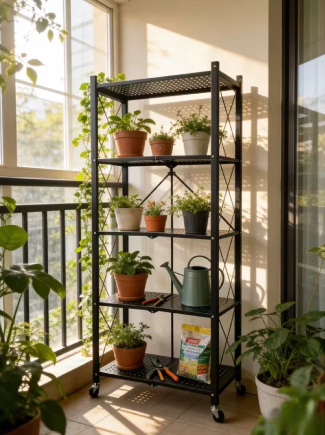 Heavy Duty Foldable Metal Shelving Unit with Wheels - photo 5