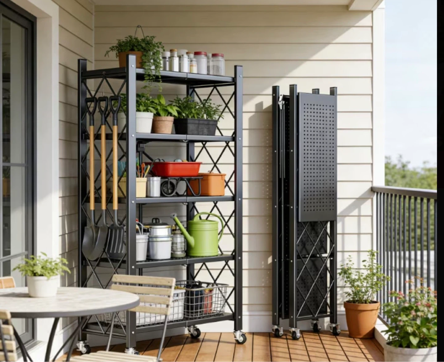 Heavy Duty Foldable Metal Shelving Unit with Wheels