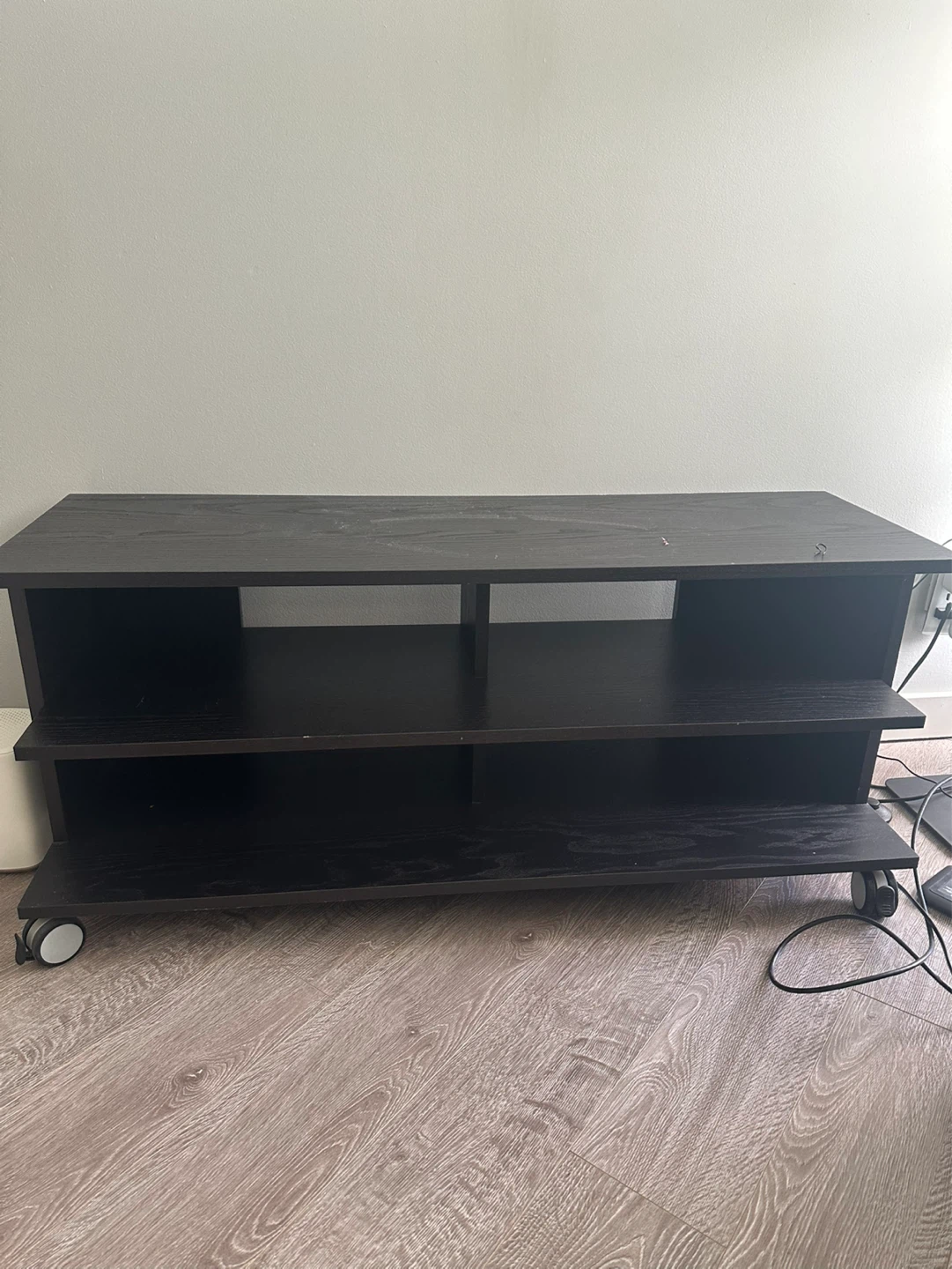 Black Media Console with Wheels