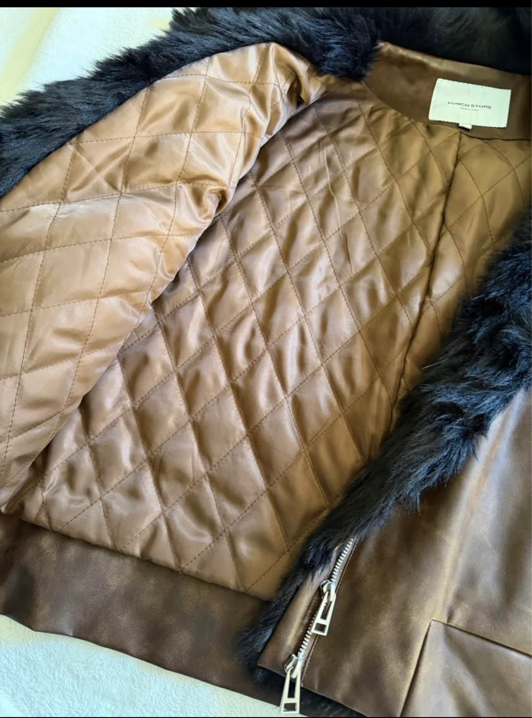 Punch Store Faux Leather Jacket with Fur Collar - photo 3