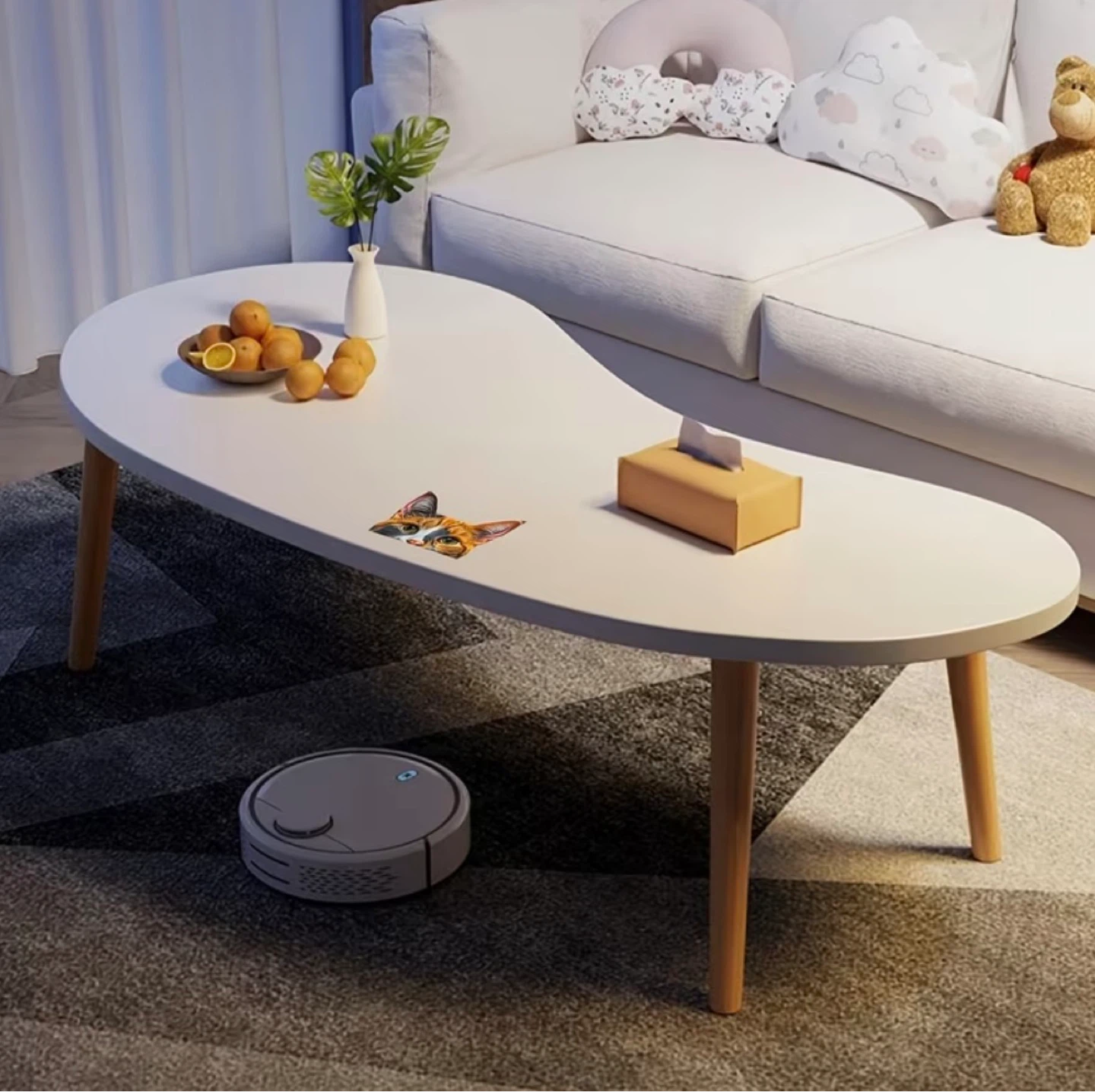 White Bean-Shaped Coffee Table