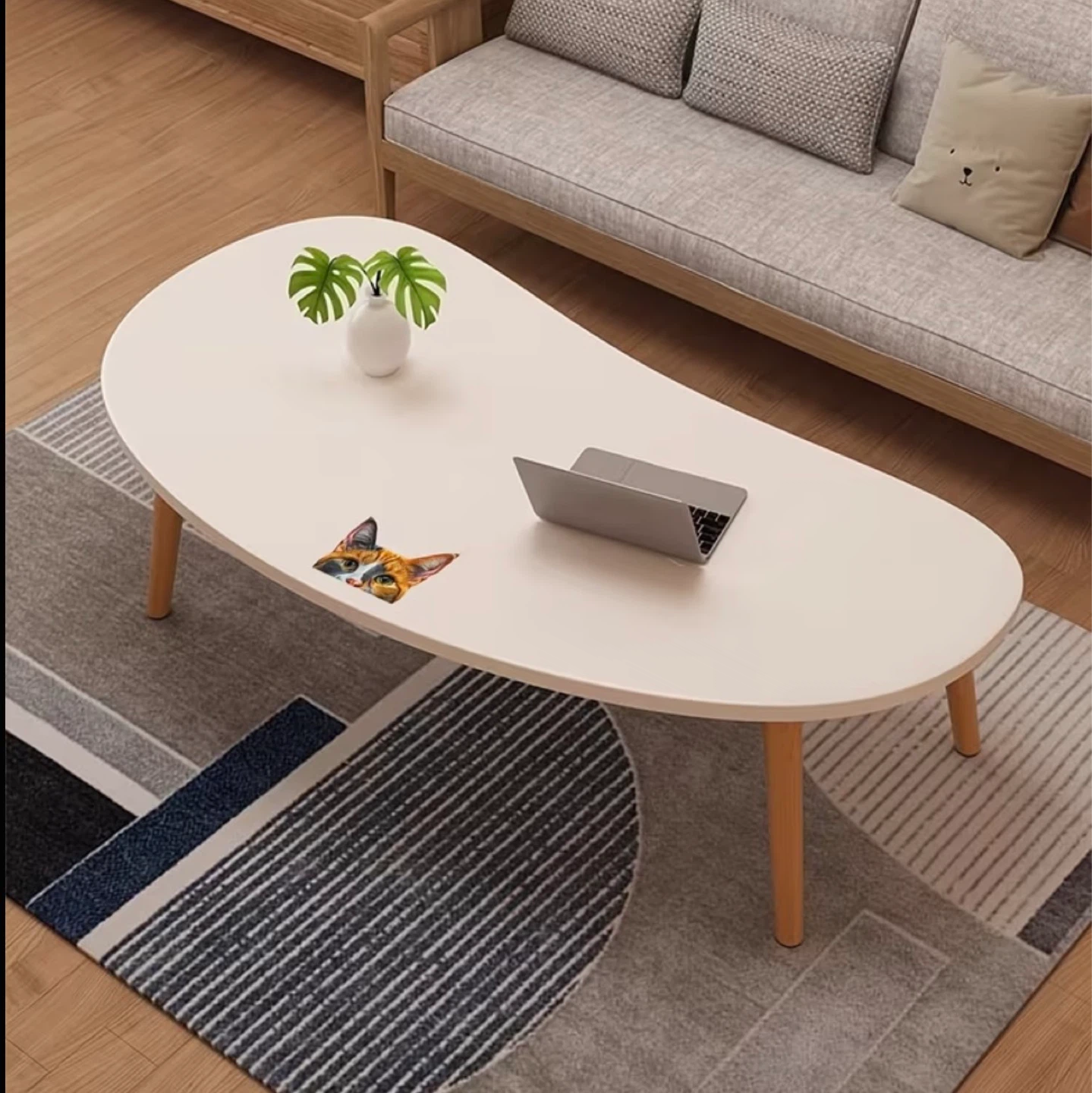 White Bean-Shaped Coffee Table - photo 2