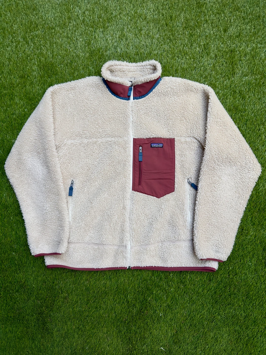Patagonia Retro-X Fleece Jacket Natural/Sequoia Red XXL