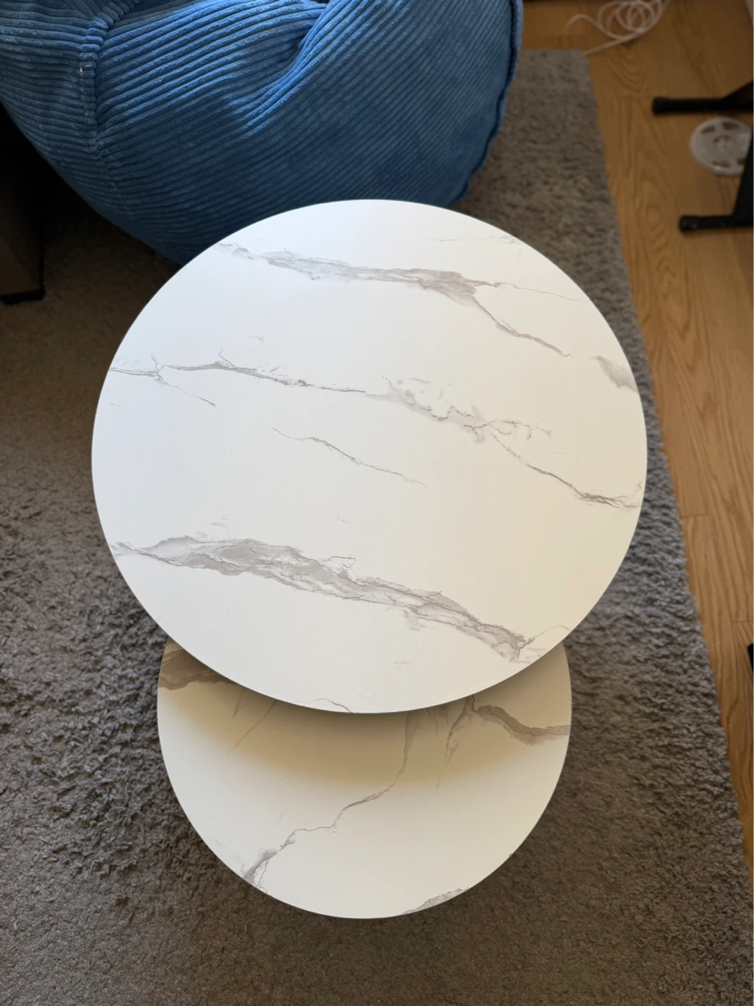Nesting Coffee Tables - Marble Look Top, Gold Legs