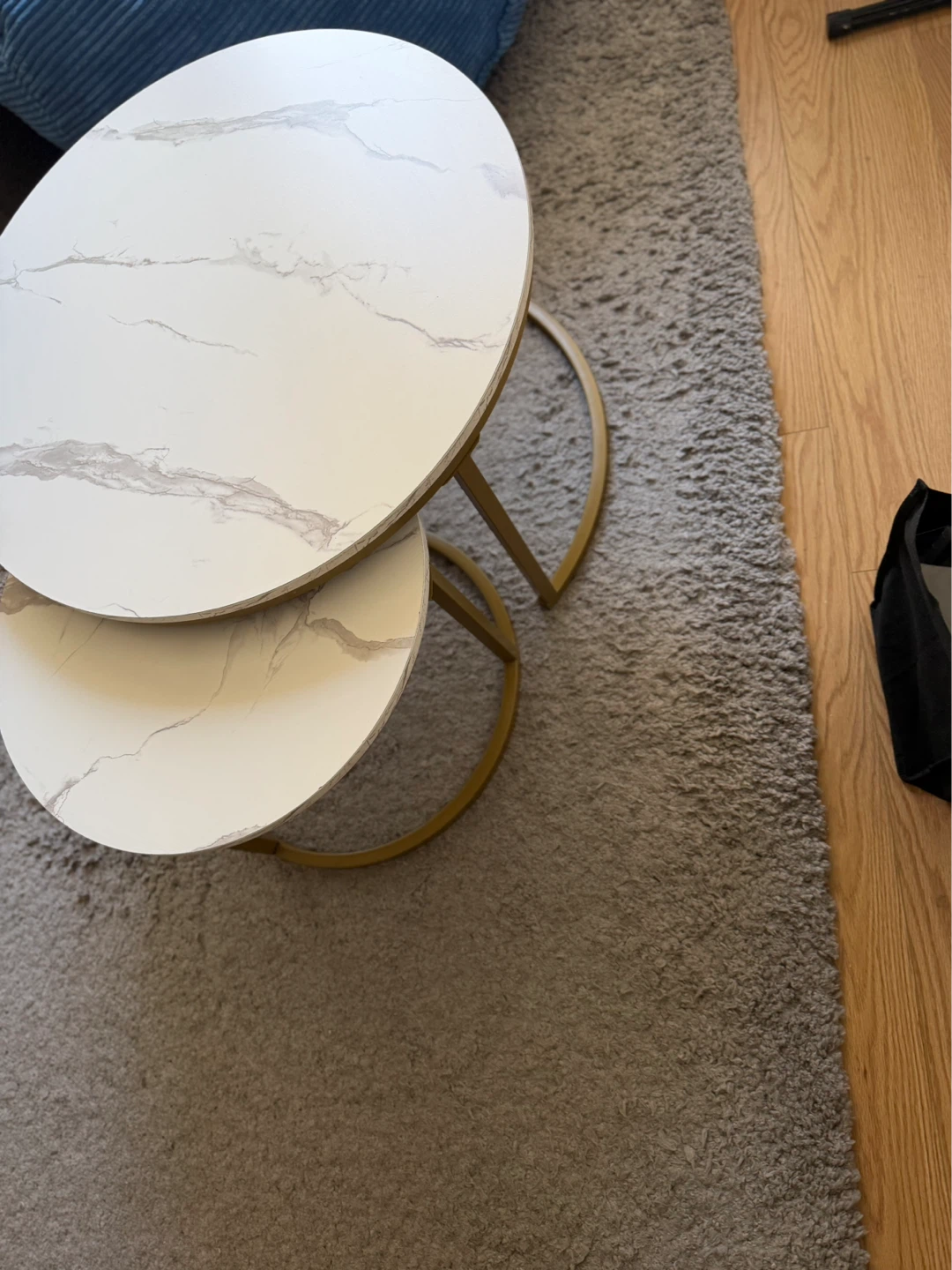 Nesting Coffee Tables - Marble Look Top, Gold Legs - photo 4