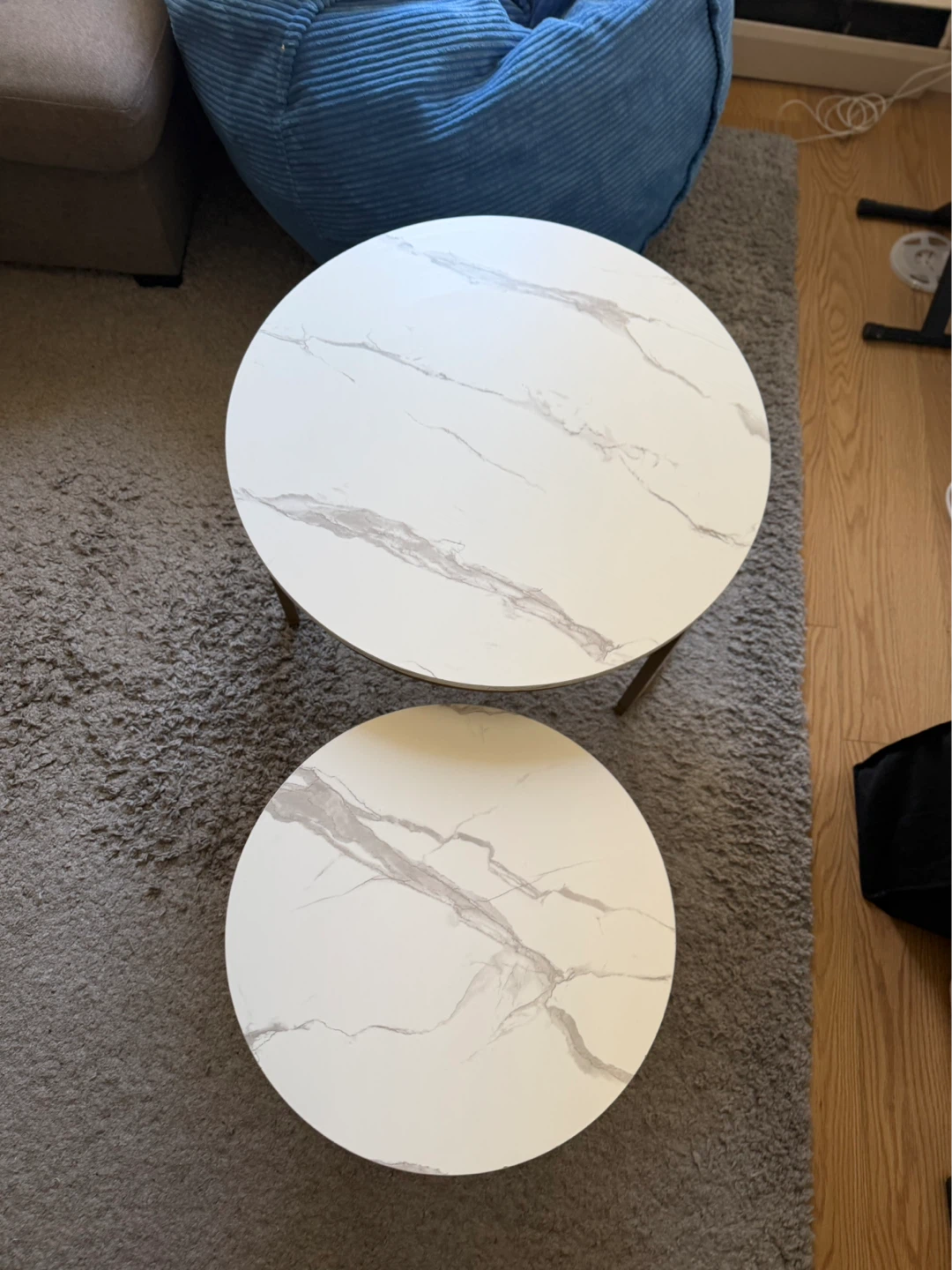 Nesting Coffee Tables - Marble Look Top, Gold Legs - photo 5