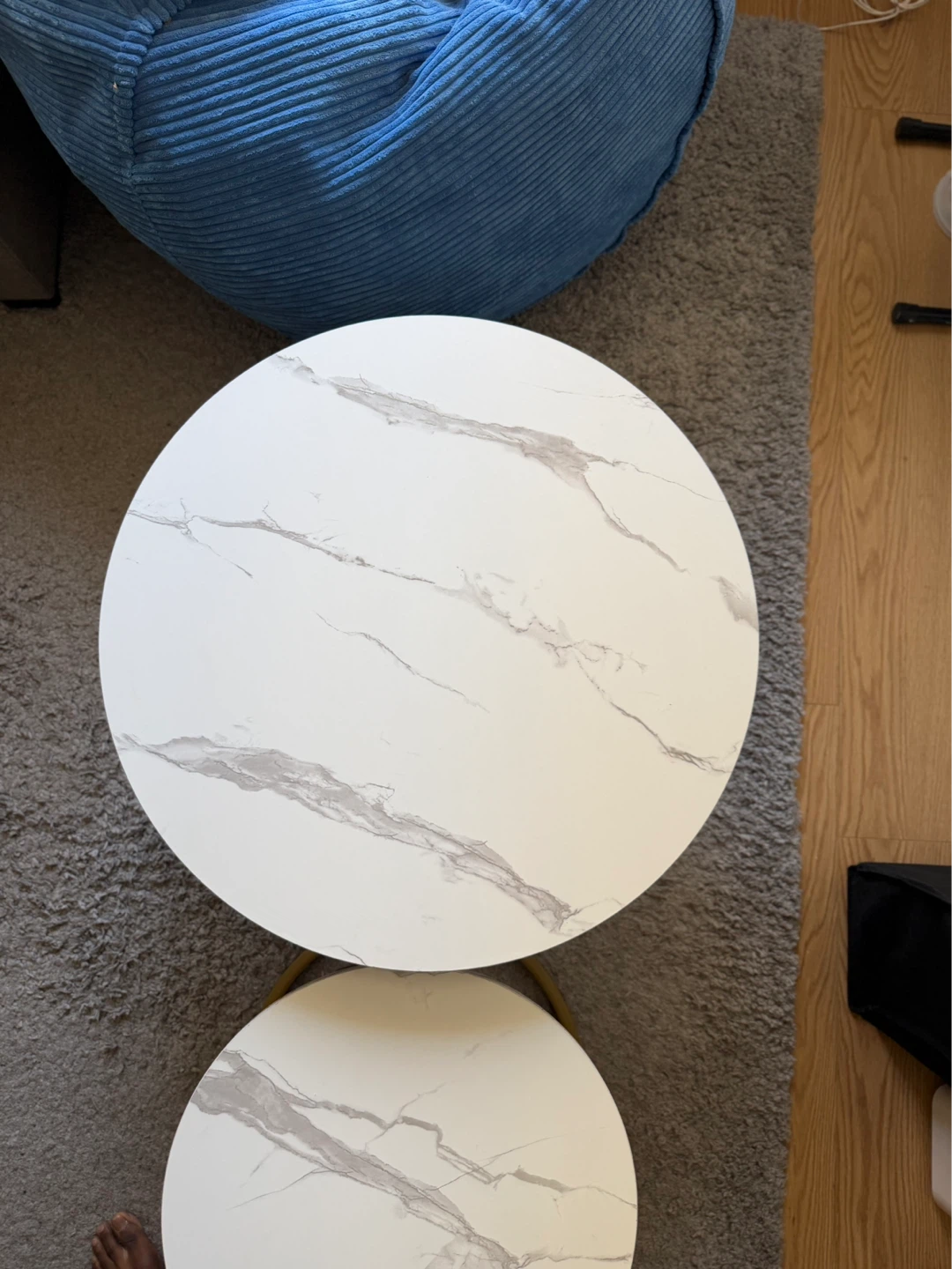 Nesting Coffee Tables - Marble Look Top, Gold Legs - photo 2
