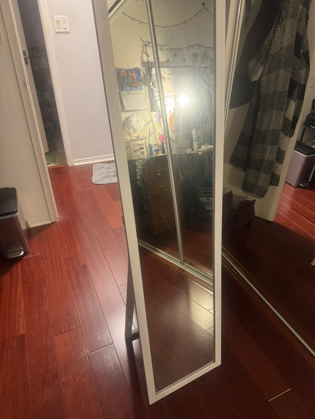 White Standing Mirror with Stand