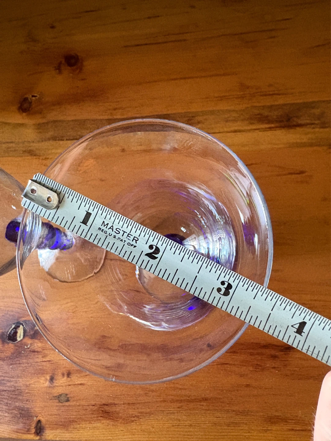 Pair of Clear Wine Glasses with Blue Beaded Stems - photo 4