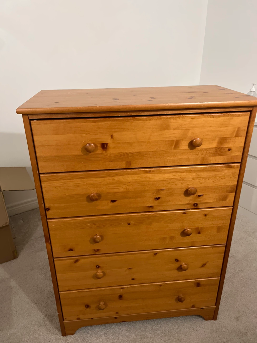 Solid Wood 5-Drawer Chest