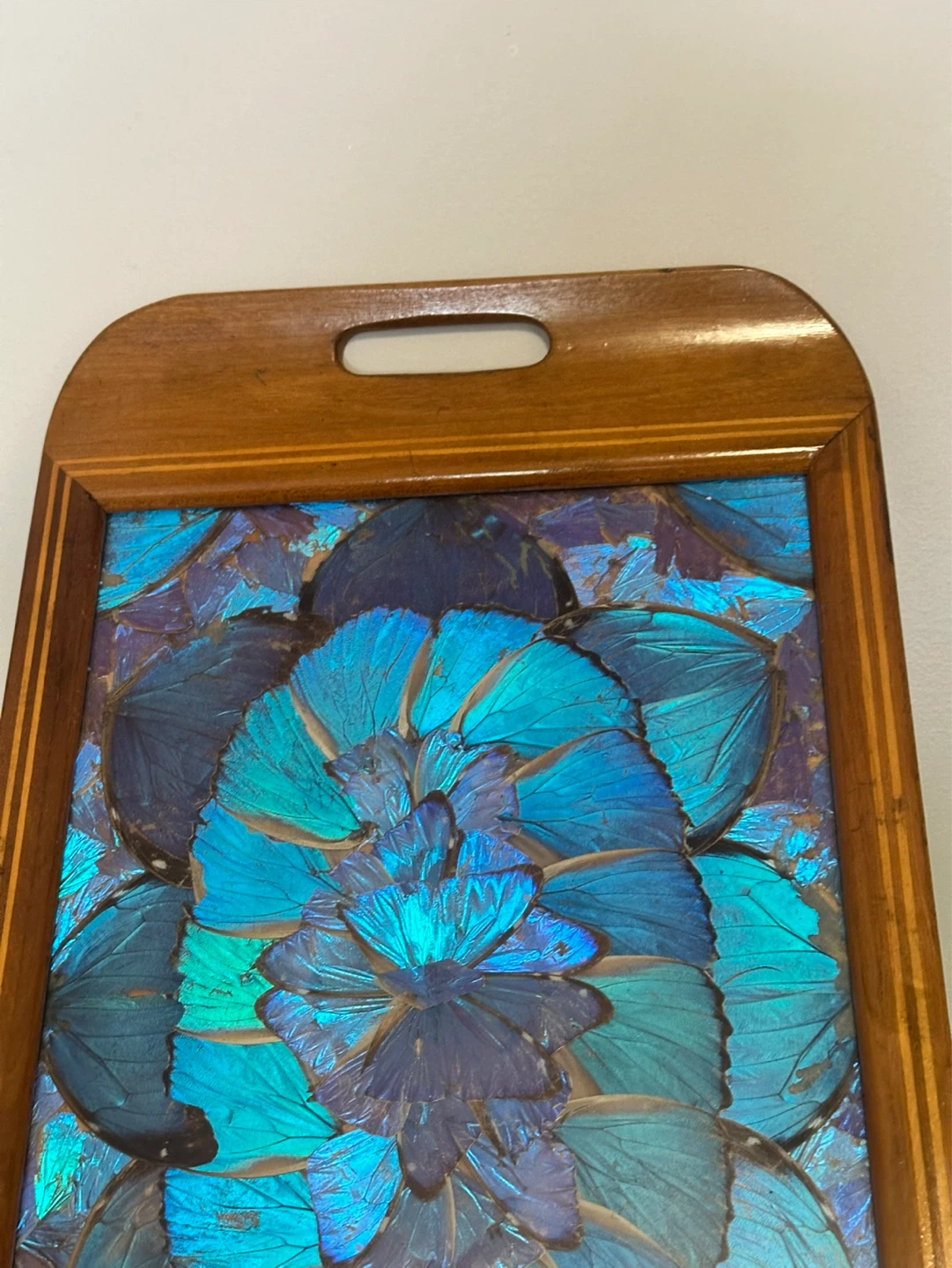 Butterfly Wing Art Wood Serving Tray with Inlay MCM Brazil - photo 2