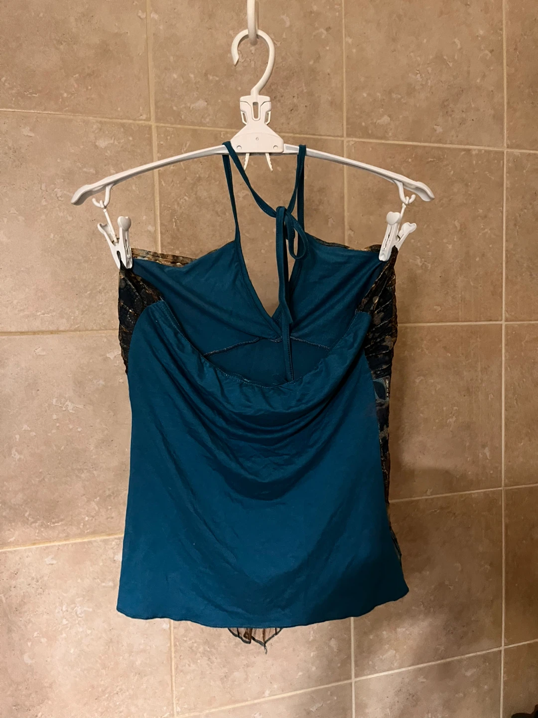 Christelle Paris Teal & Gold Halter Top - photo 2