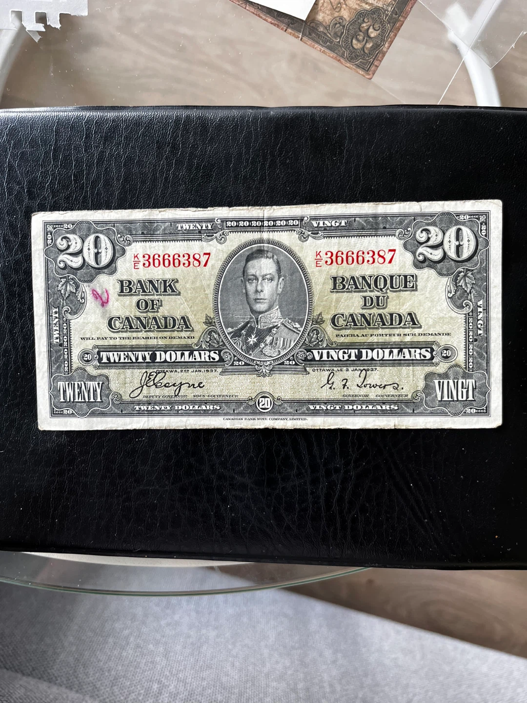 Vintage Bank of Canada $20 Bill - 1937